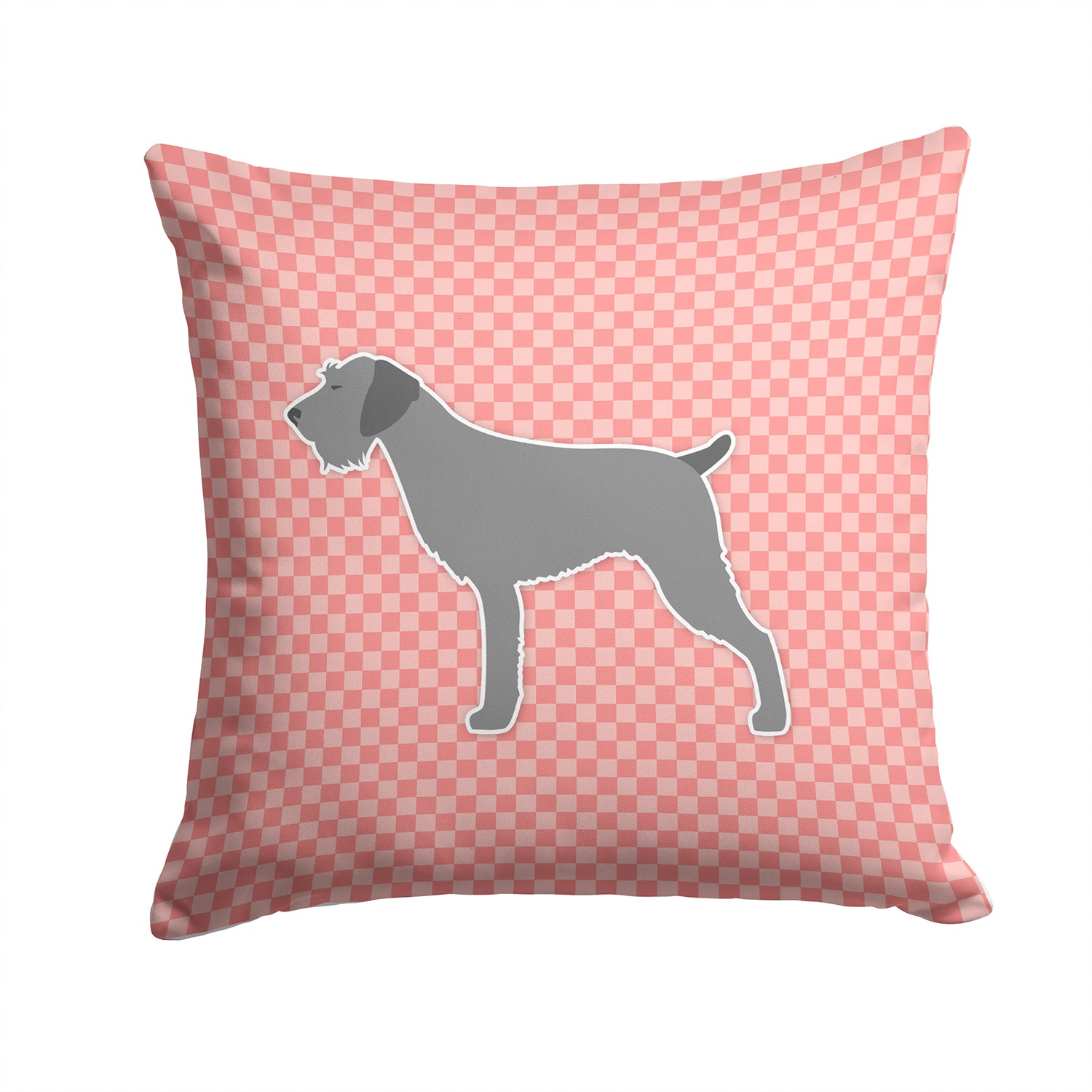 German Wirehaired Pointer Checkerboard Pink Fabric Decorative Pillow BB3611PW1414 - the-store.com