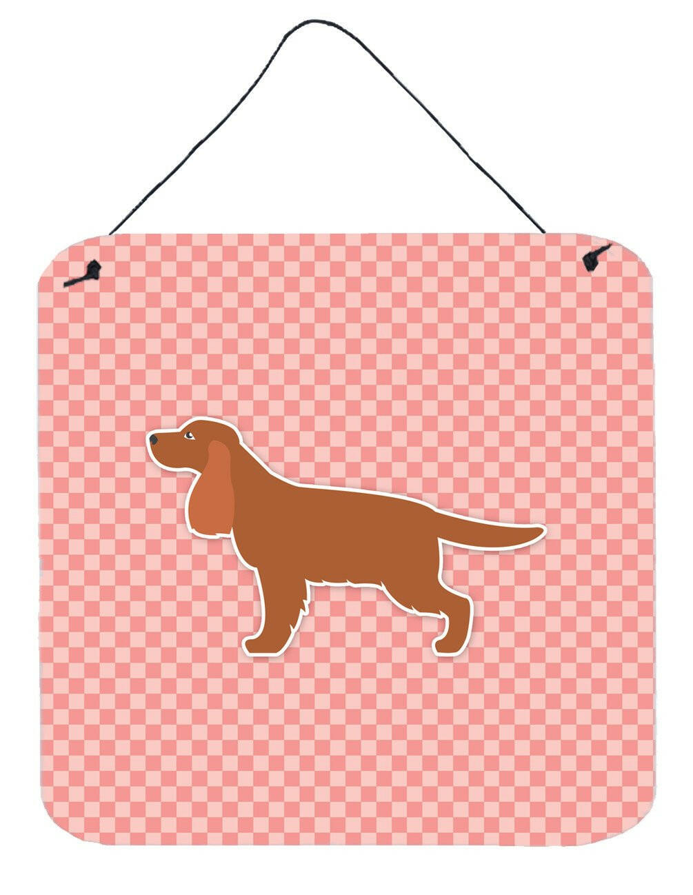 English Cocker Spaniel Checkerboard Pink Wall or Door Hanging Prints BB3612DS66 by Caroline's Treasures