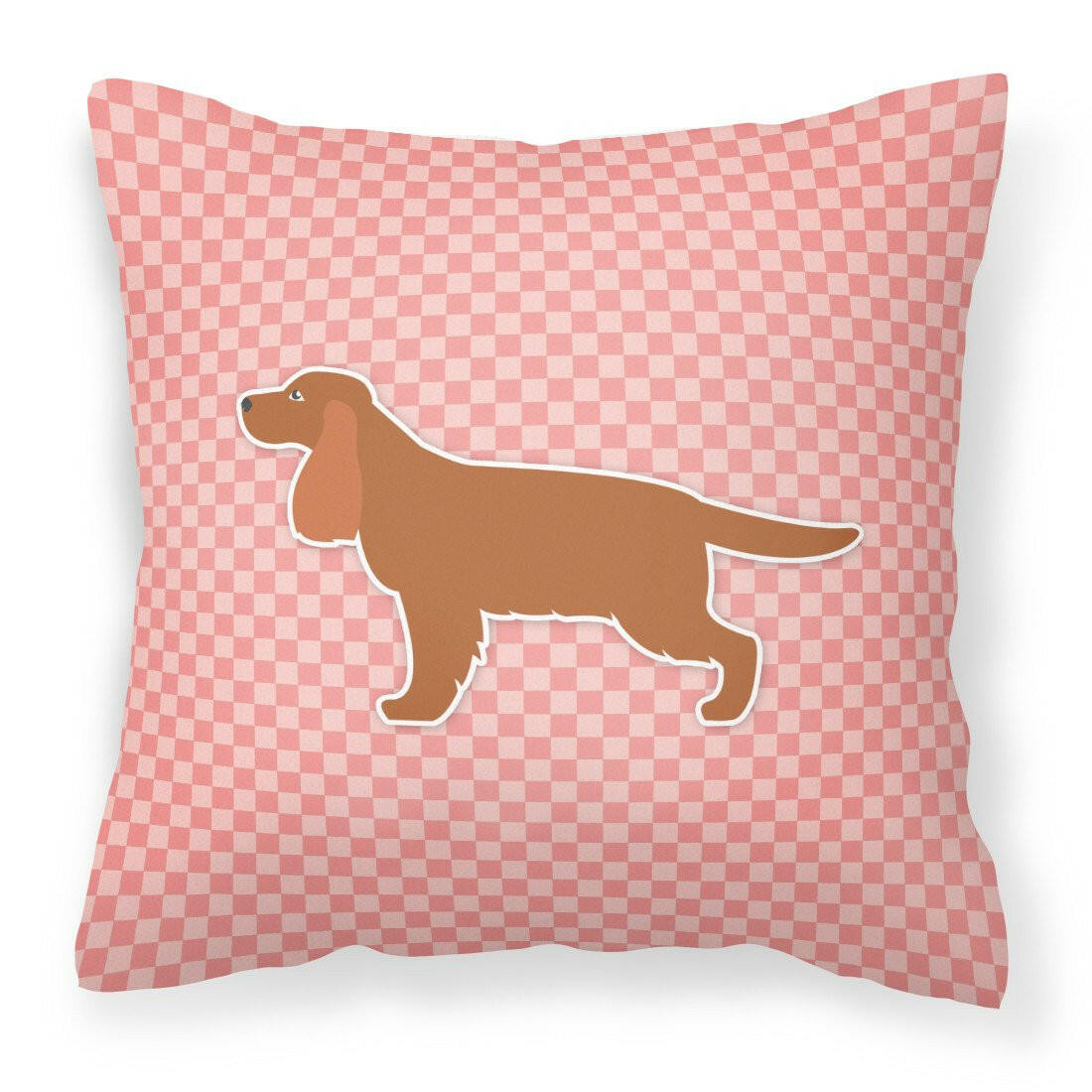 English Cocker Spaniel Checkerboard Pink Fabric Decorative Pillow BB3612PW1818 by Caroline's Treasures