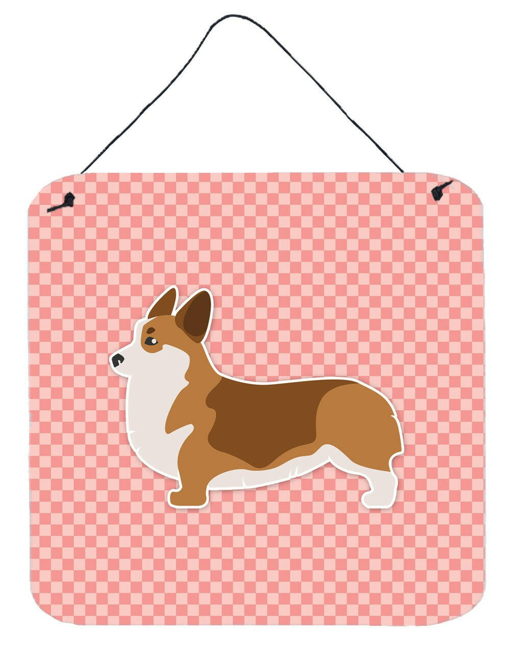 Corgi Checkerboard Pink Wall or Door Hanging Prints BB3620DS66 by Caroline&#39;s Treasures