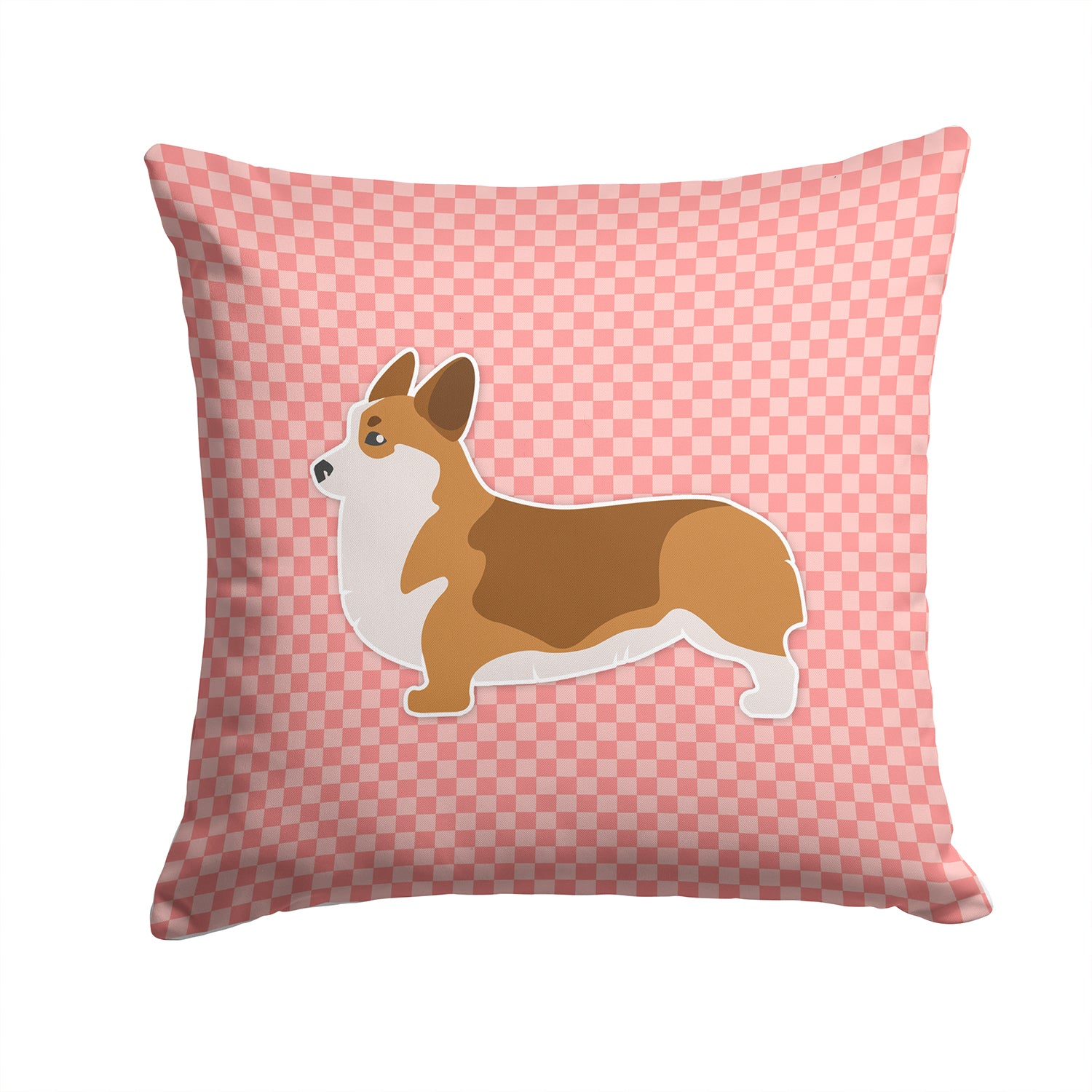 Corgi Checkerboard Pink Fabric Decorative Pillow BB3620PW1414 - the-store.com