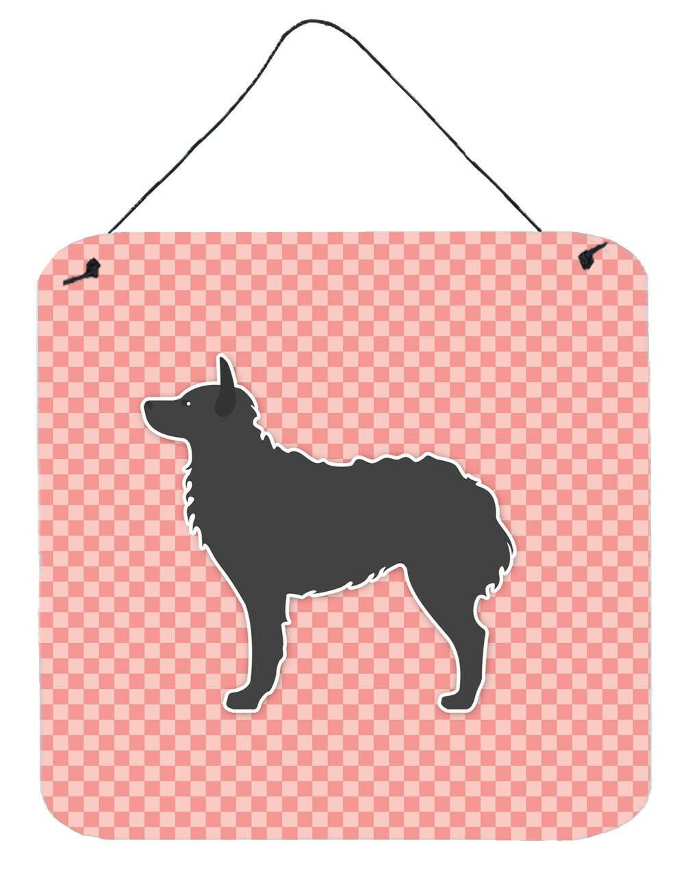 Croatian Sheepdog Checkerboard Pink Wall or Door Hanging Prints BB3621DS66 by Caroline's Treasures