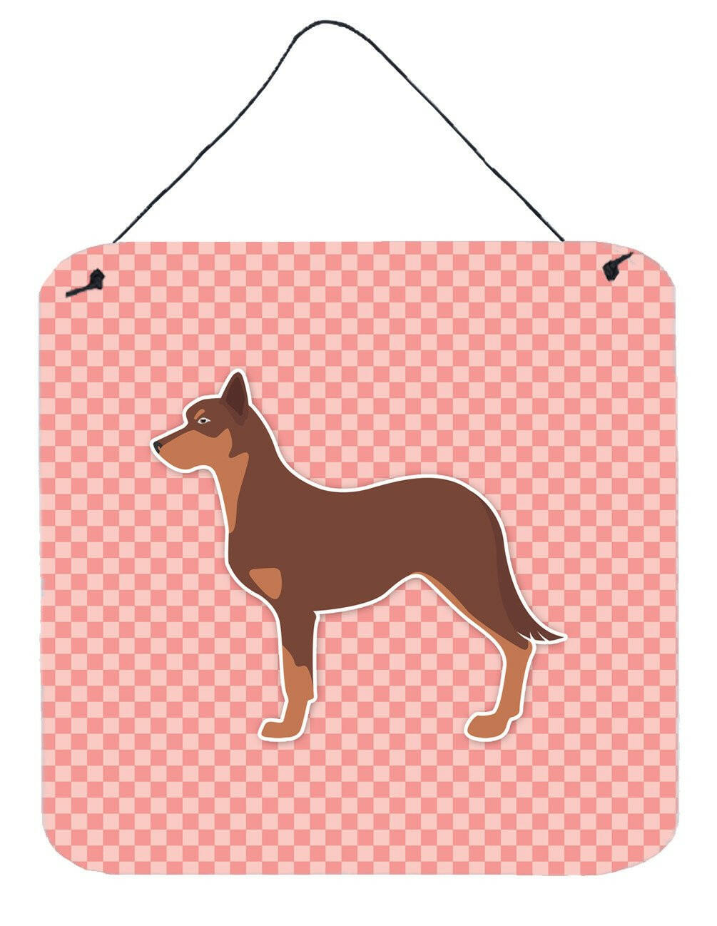 Australian Kelpie Dog Checkerboard Pink Wall or Door Hanging Prints BB3629DS66 by Caroline&#39;s Treasures