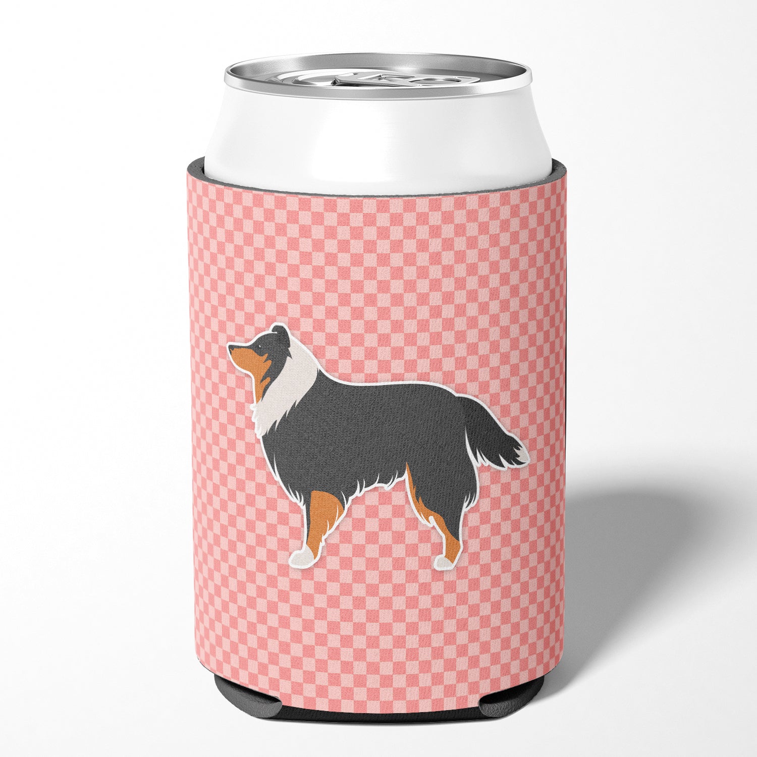 Sheltie/Shetland Sheepdog Checkerboard Pink Can or Bottle Hugger BB3630CC  the-store.com.