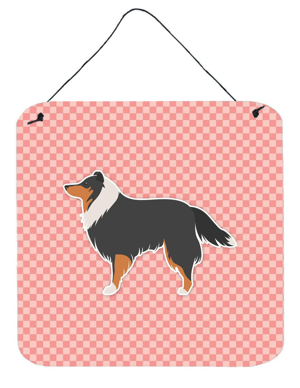 Sheltie/Shetland Sheepdog Checkerboard Pink Wall or Door Hanging Prints BB3630DS66 by Caroline&#39;s Treasures