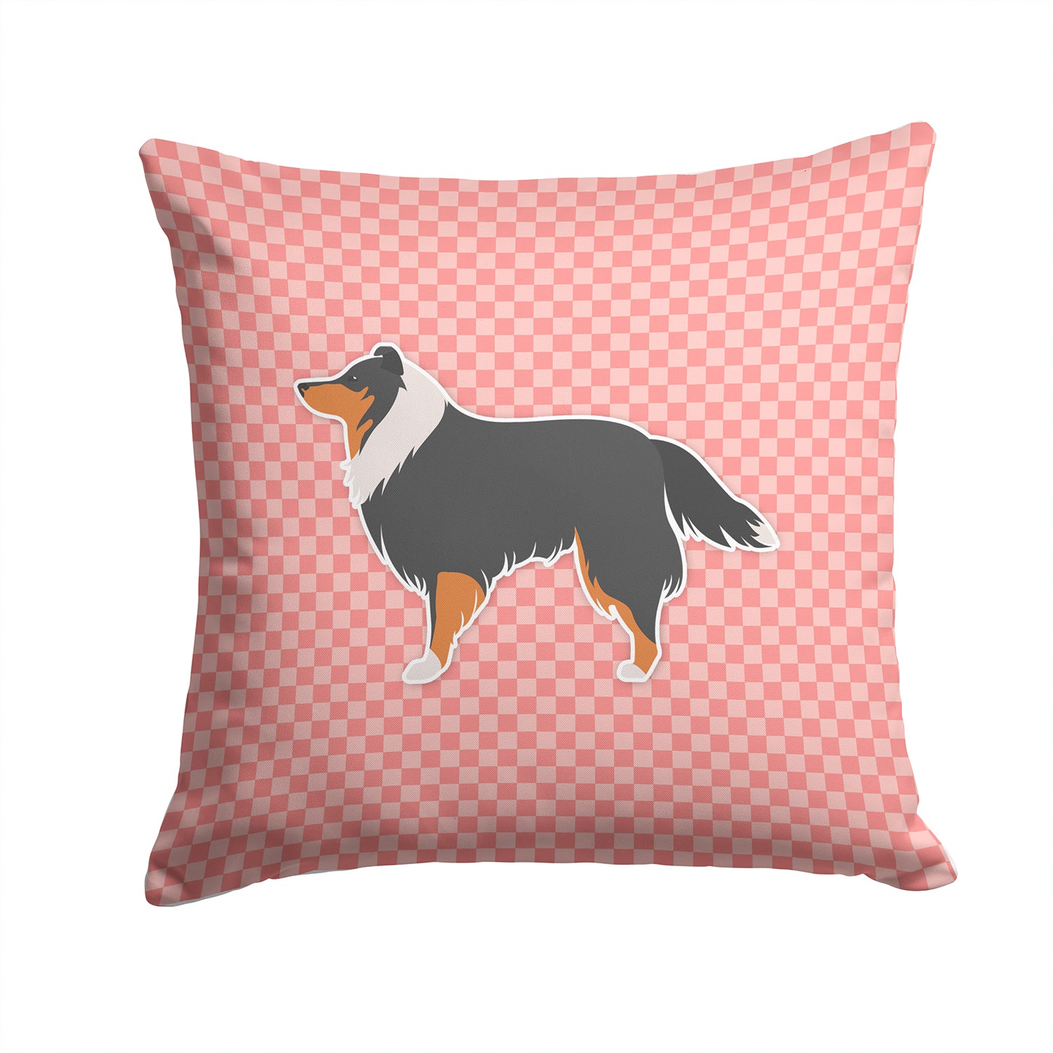 Sheltie/Shetland Sheepdog Checkerboard Pink Fabric Decorative Pillow BB3630PW1414 - the-store.com