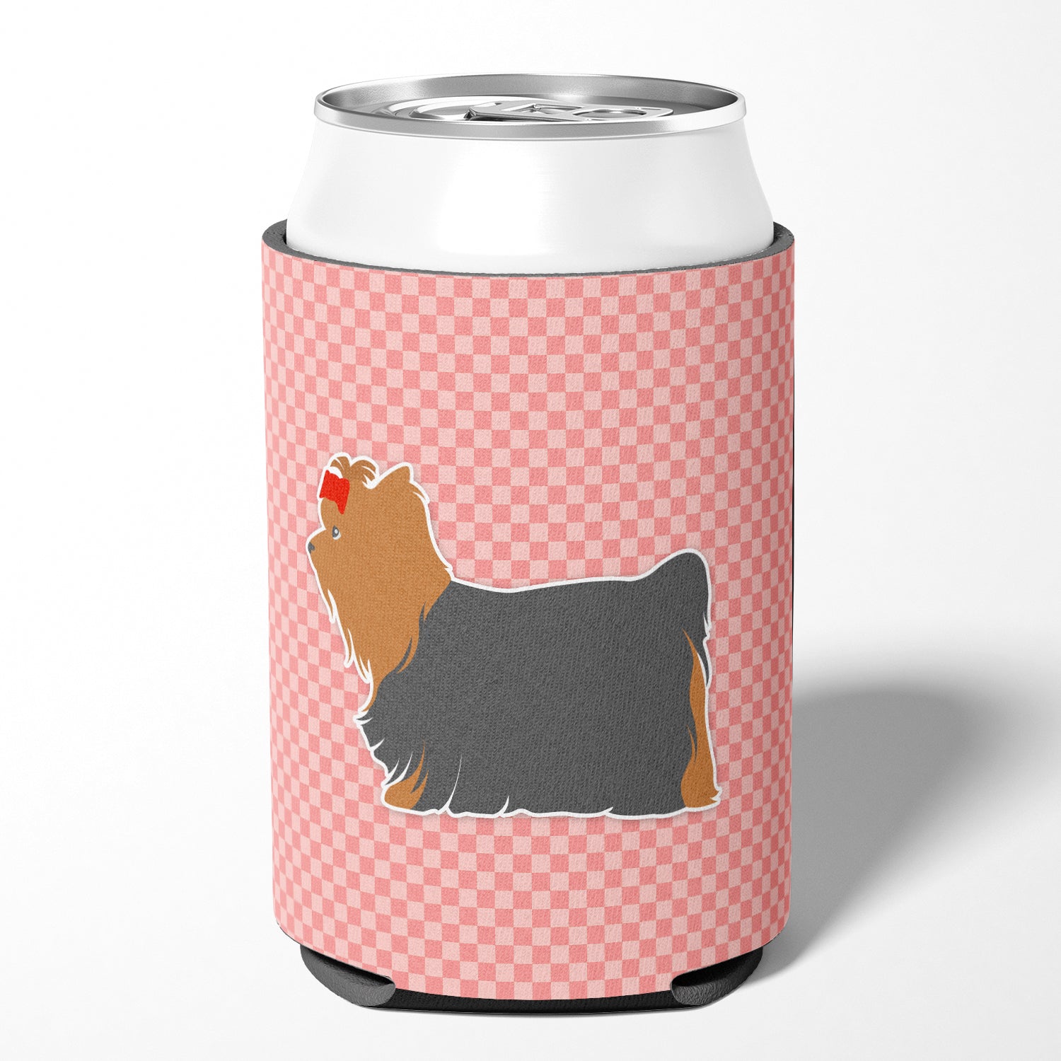 Yorkshire Terrier Yorkie Checkerboard Pink Can or Bottle Hugger BB3634CC  the-store.com.