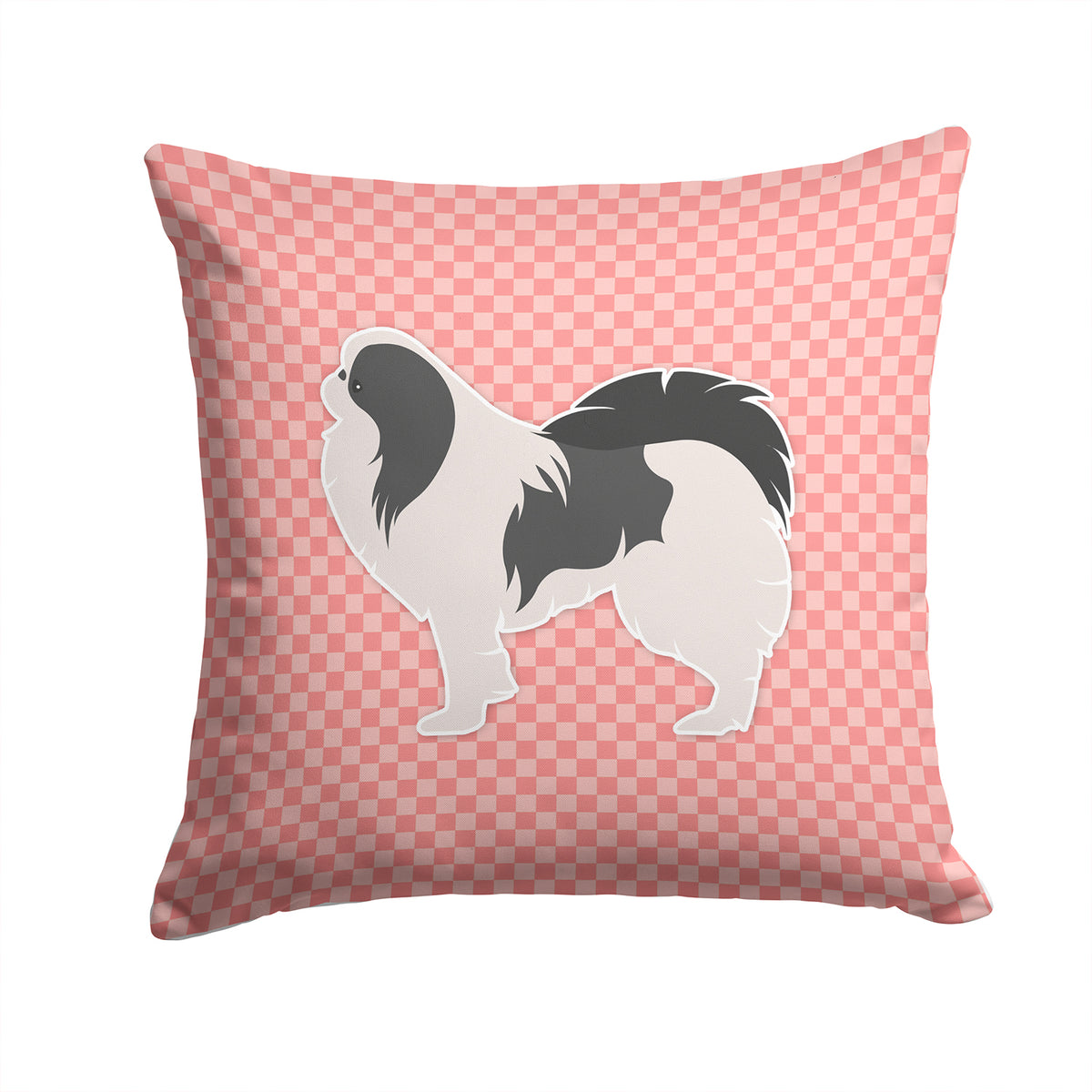 Japanese Chin Checkerboard Pink Fabric Decorative Pillow BB3637PW1414 - the-store.com