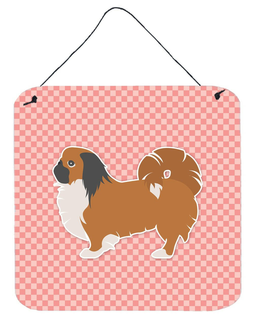 Pekingese Checkerboard Pink Wall or Door Hanging Prints BB3638DS66 by Caroline&#39;s Treasures