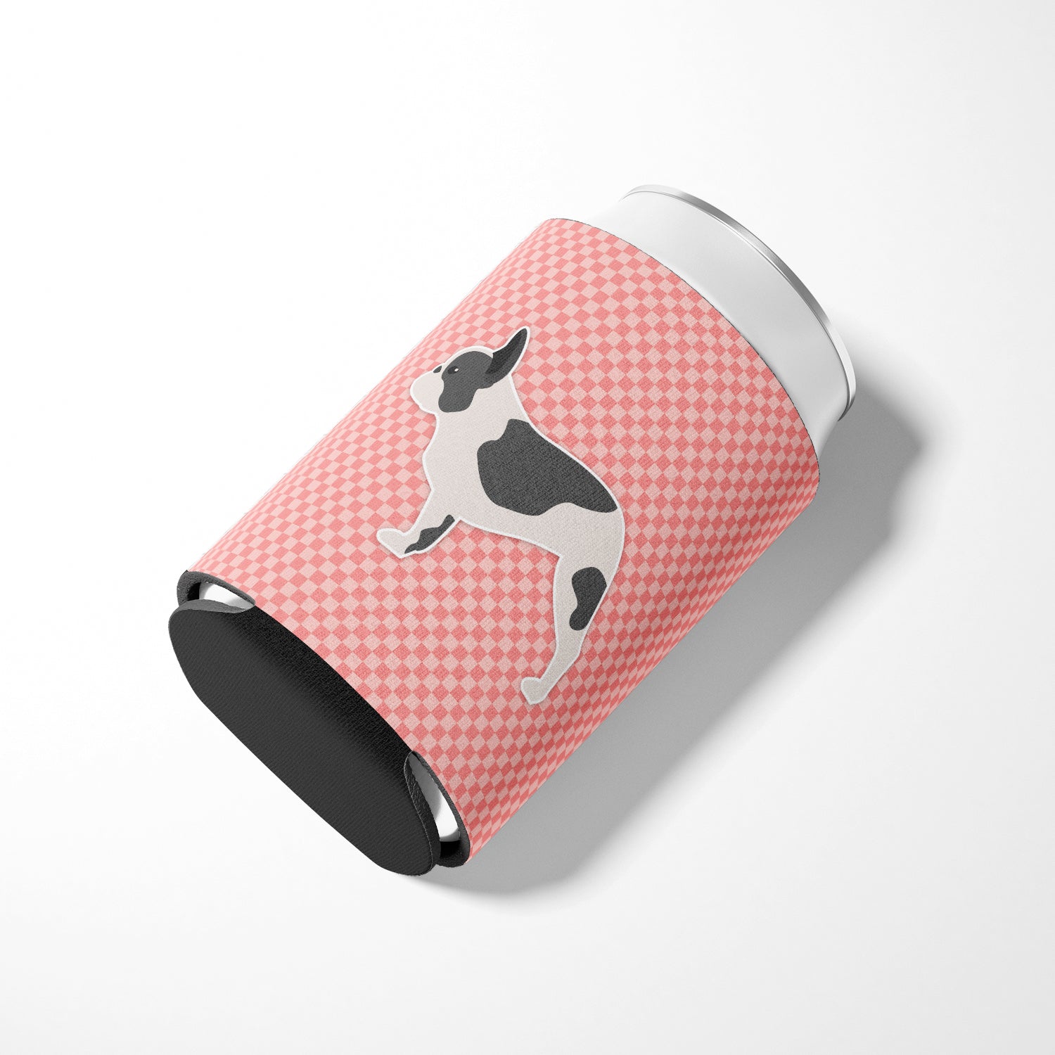 French Bulldog Checkerboard Pink Can or Bottle Hugger BB3641CC  the-store.com.