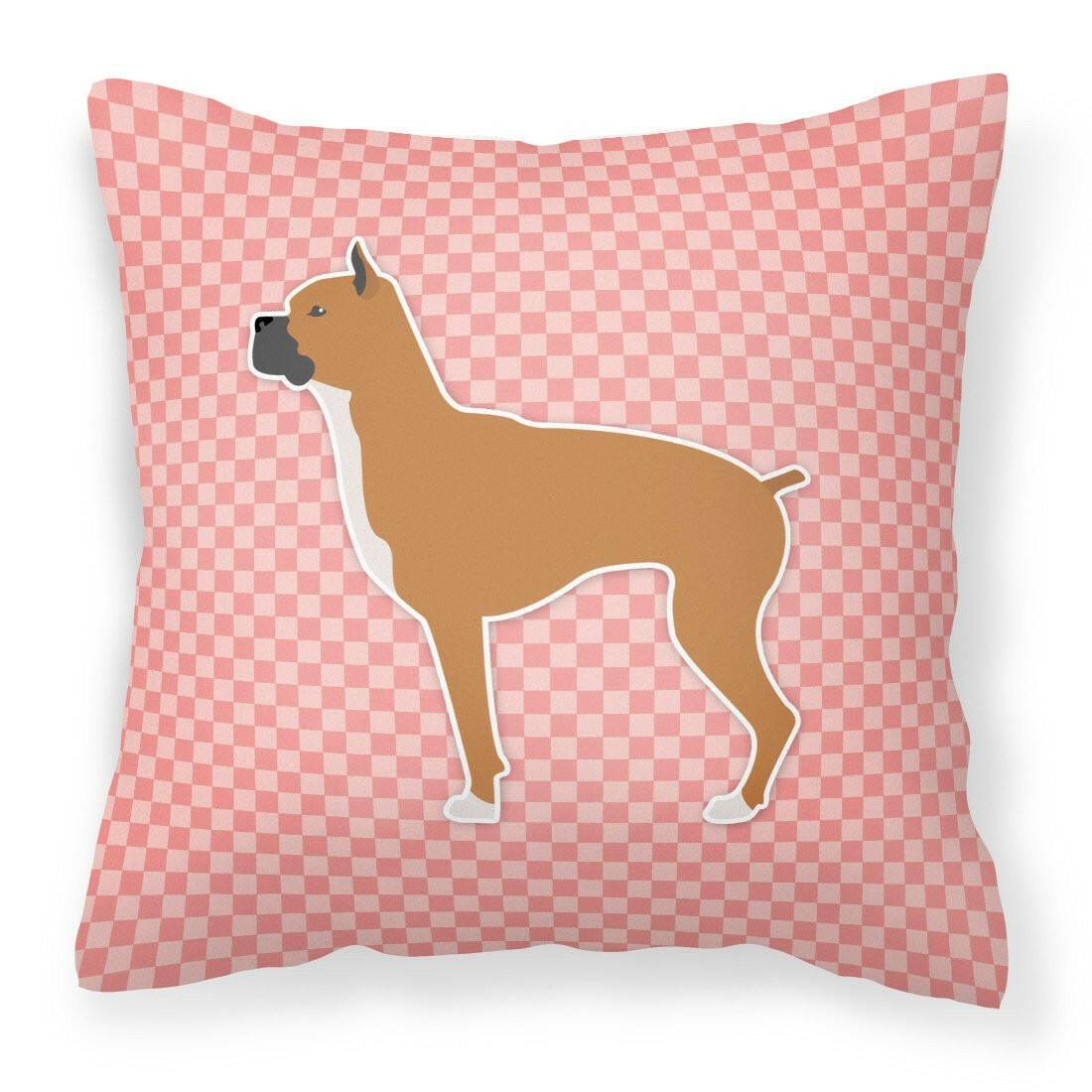 Boxer Checkerboard Pink Fabric Decorative Pillow BB3653PW1818 by Caroline&#39;s Treasures