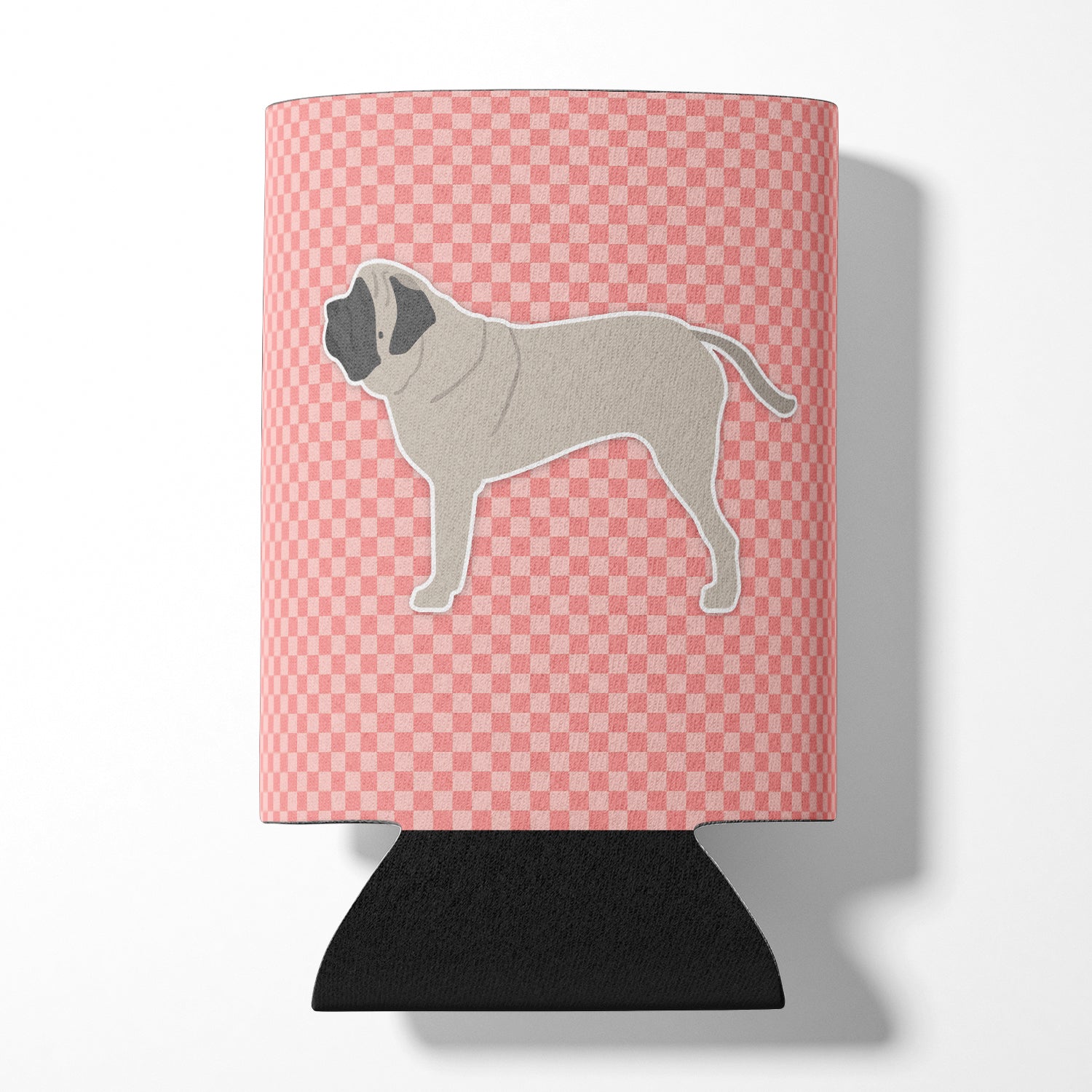 English Mastiff Checkerboard Pink Can or Bottle Hugger BB3656CC  the-store.com.