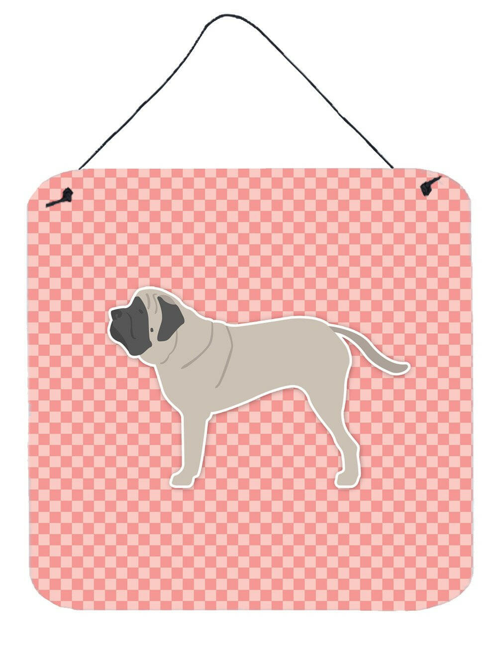 English Mastiff Checkerboard Pink Wall or Door Hanging Prints BB3656DS66 by Caroline's Treasures