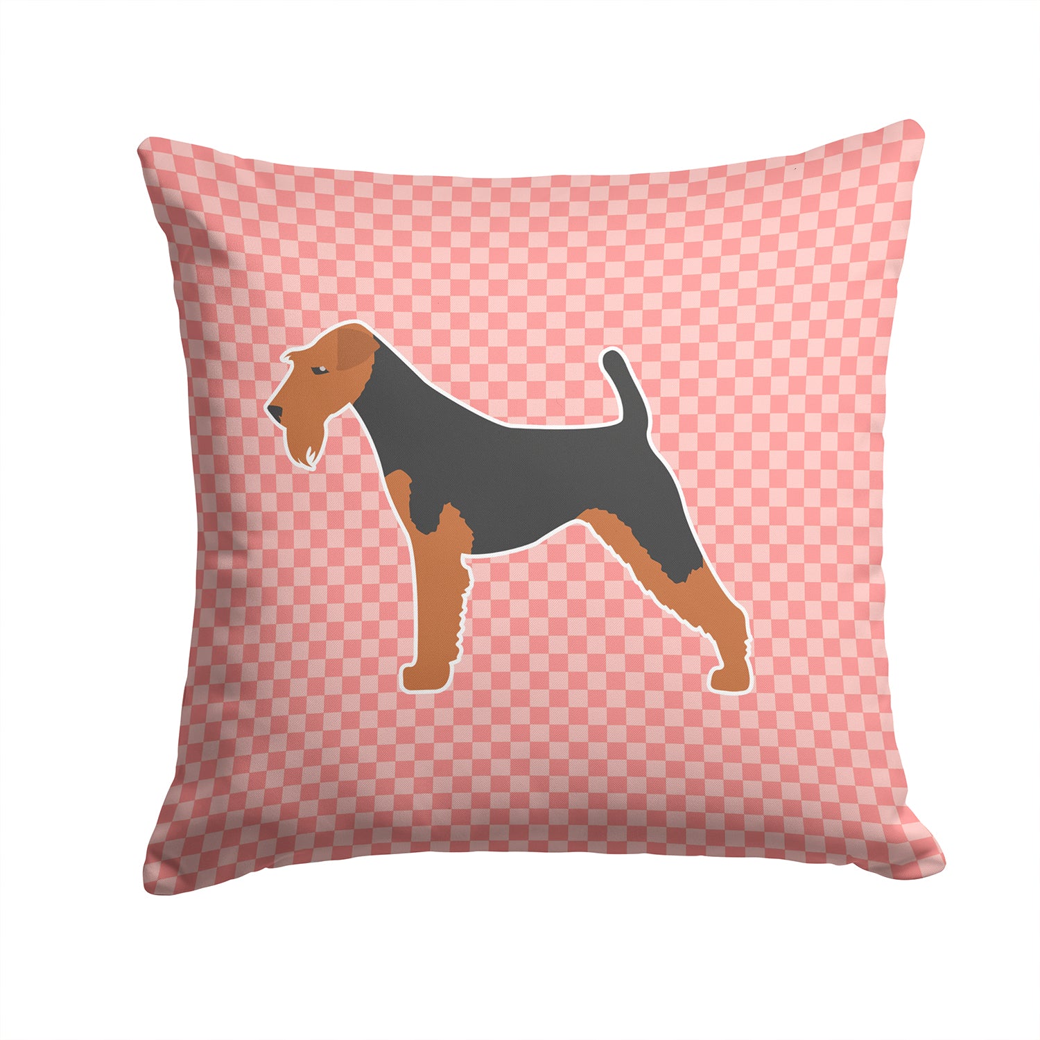 Airedale Terrier Checkerboard Pink Fabric Decorative Pillow BB3657PW1414 - the-store.com