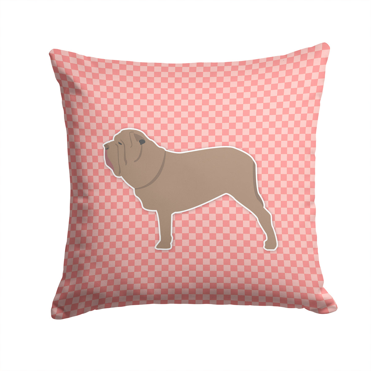 Neapolitan Mastiff Checkerboard Pink Fabric Decorative Pillow BB3665PW1414 - the-store.com