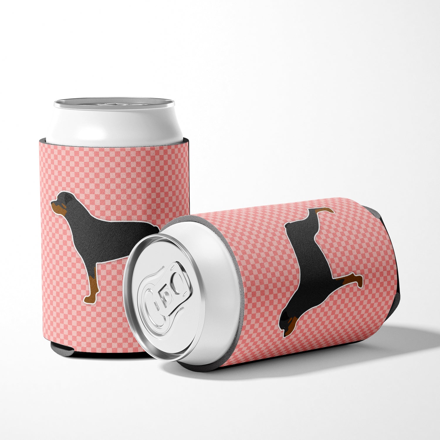 Rottweiler Checkerboard Pink Can or Bottle Hugger BB3666CC  the-store.com.