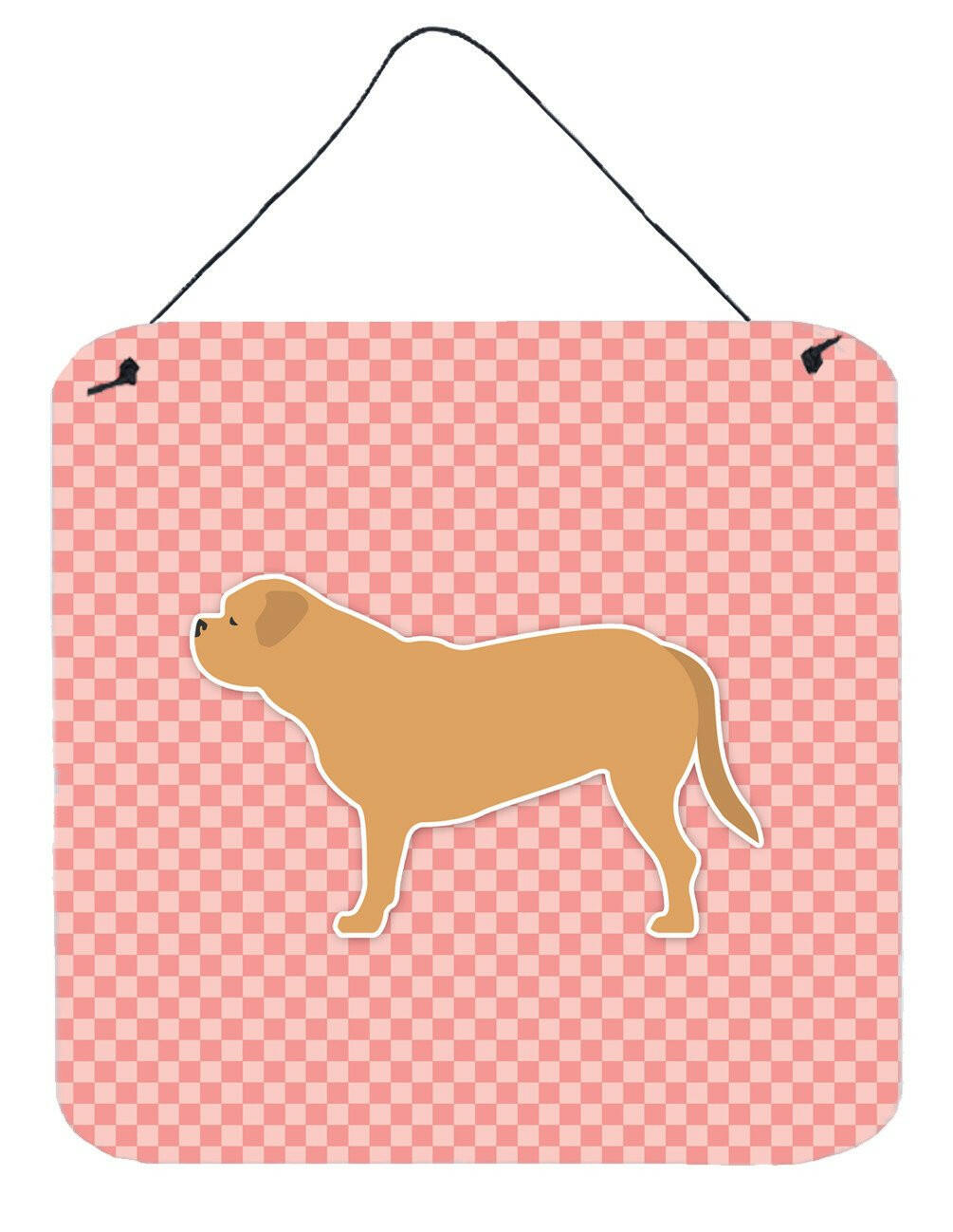 Dogue de Bordeaux Checkerboard Pink Wall or Door Hanging Prints BB3670DS66 by Caroline's Treasures