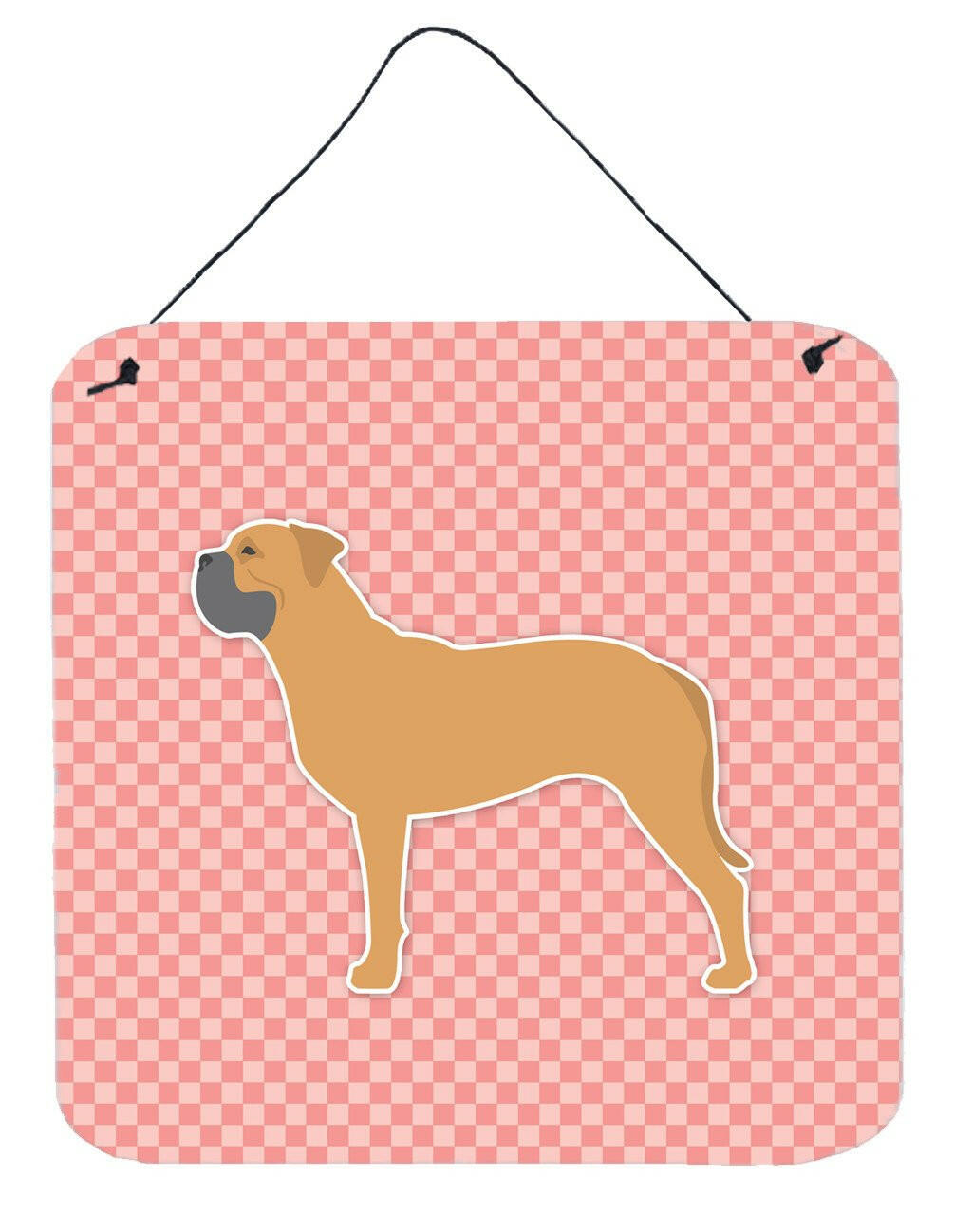 Bullmastiff Checkerboard Pink Wall or Door Hanging Prints BB3671DS66 by Caroline's Treasures