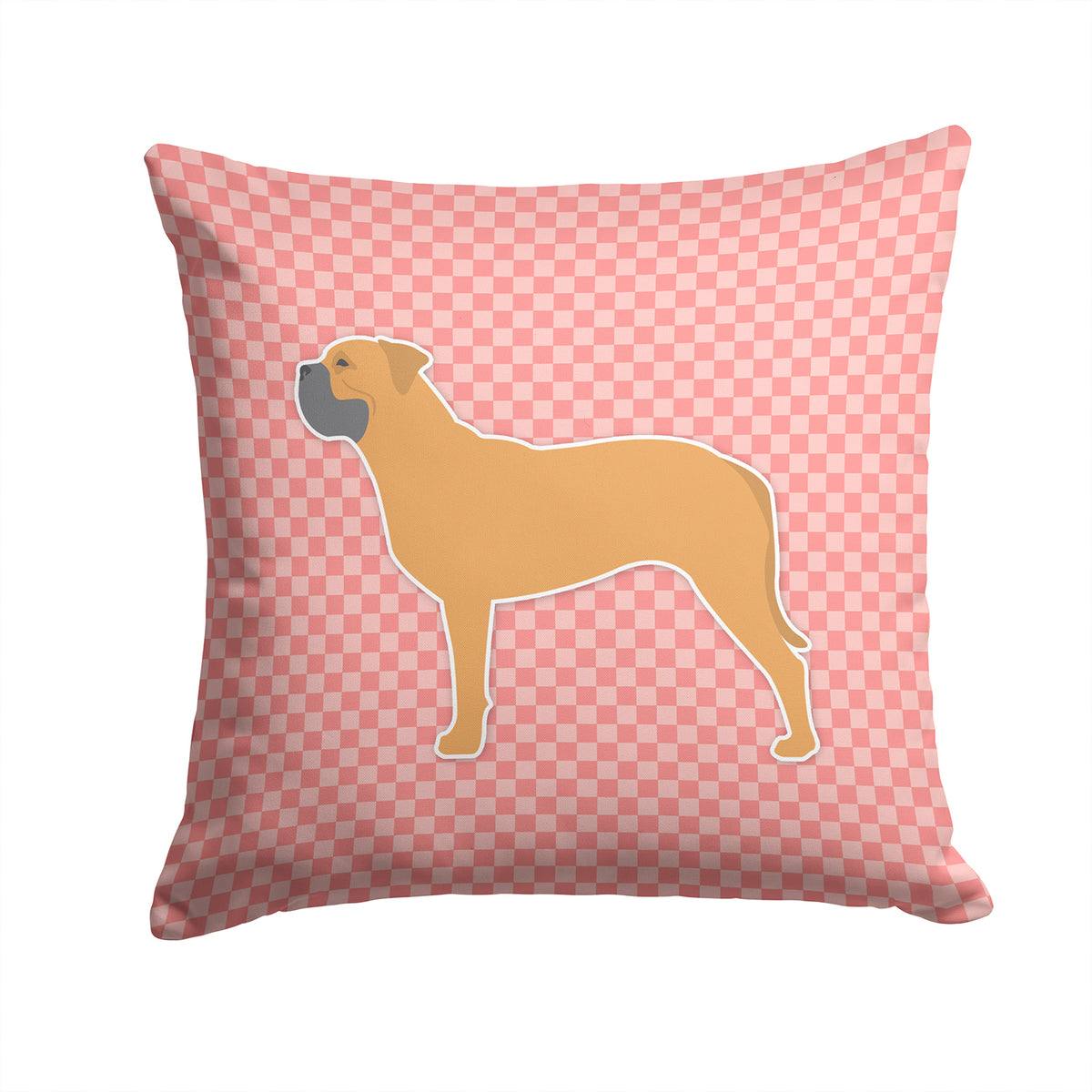 Bullmastiff Checkerboard Pink Fabric Decorative Pillow BB3671PW1414 - the-store.com