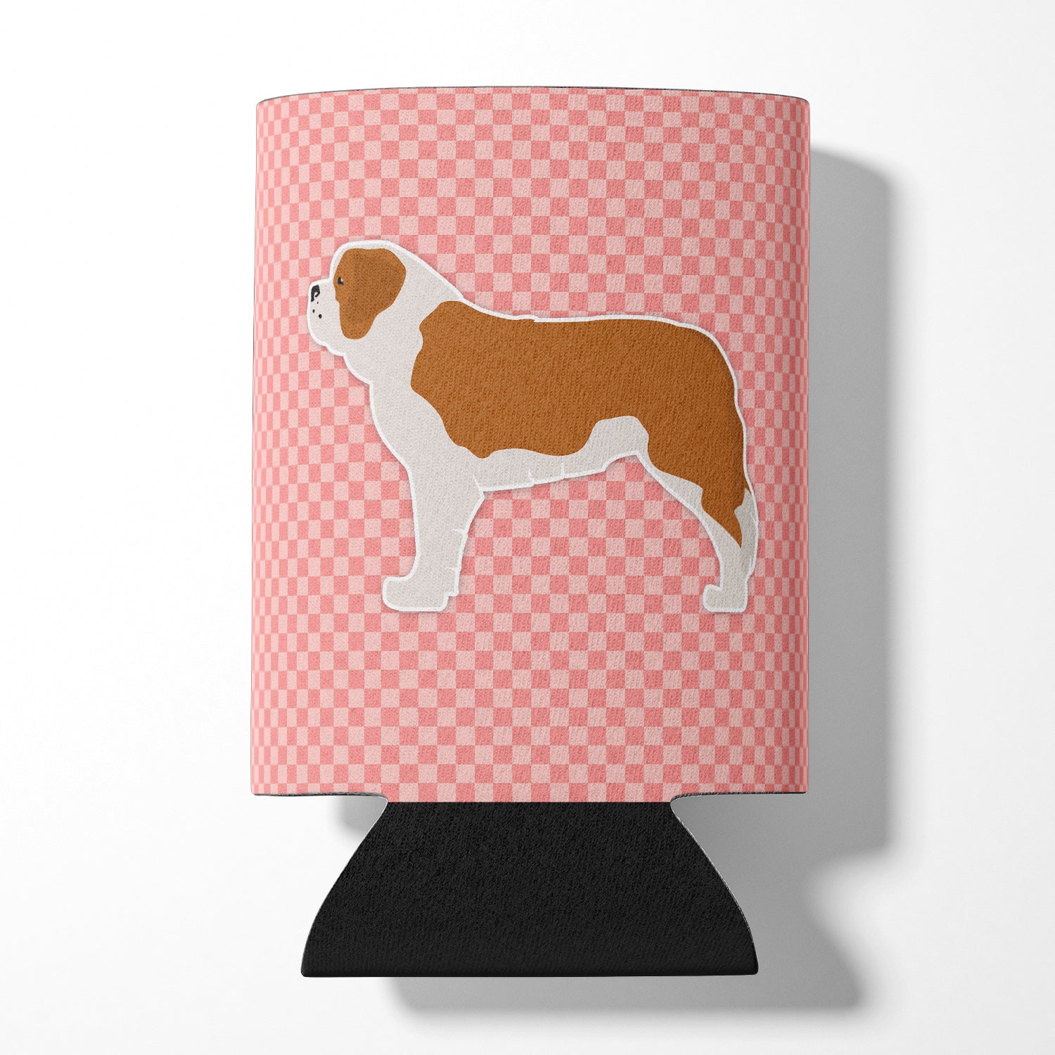 Saint Bernard Checkerboard Pink Can or Bottle Hugger BB3676CC  the-store.com.