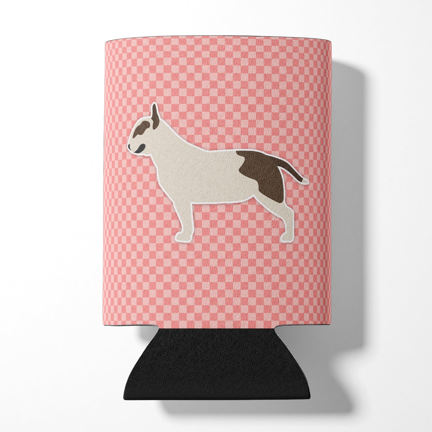 Bull Terrier Checkerboard Pink Can or Bottle Hugger BB3678CC  the-store.com.