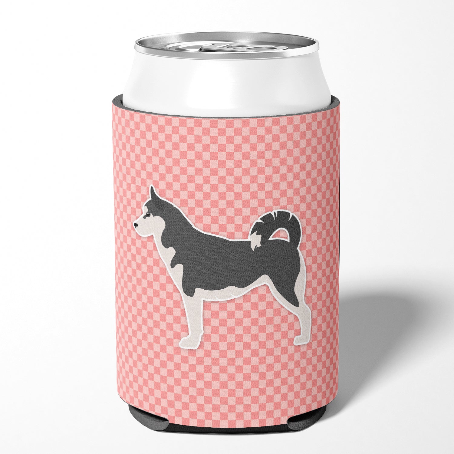 Siberian Husky Checkerboard Pink Can or Bottle Hugger BB3680CC  the-store.com.