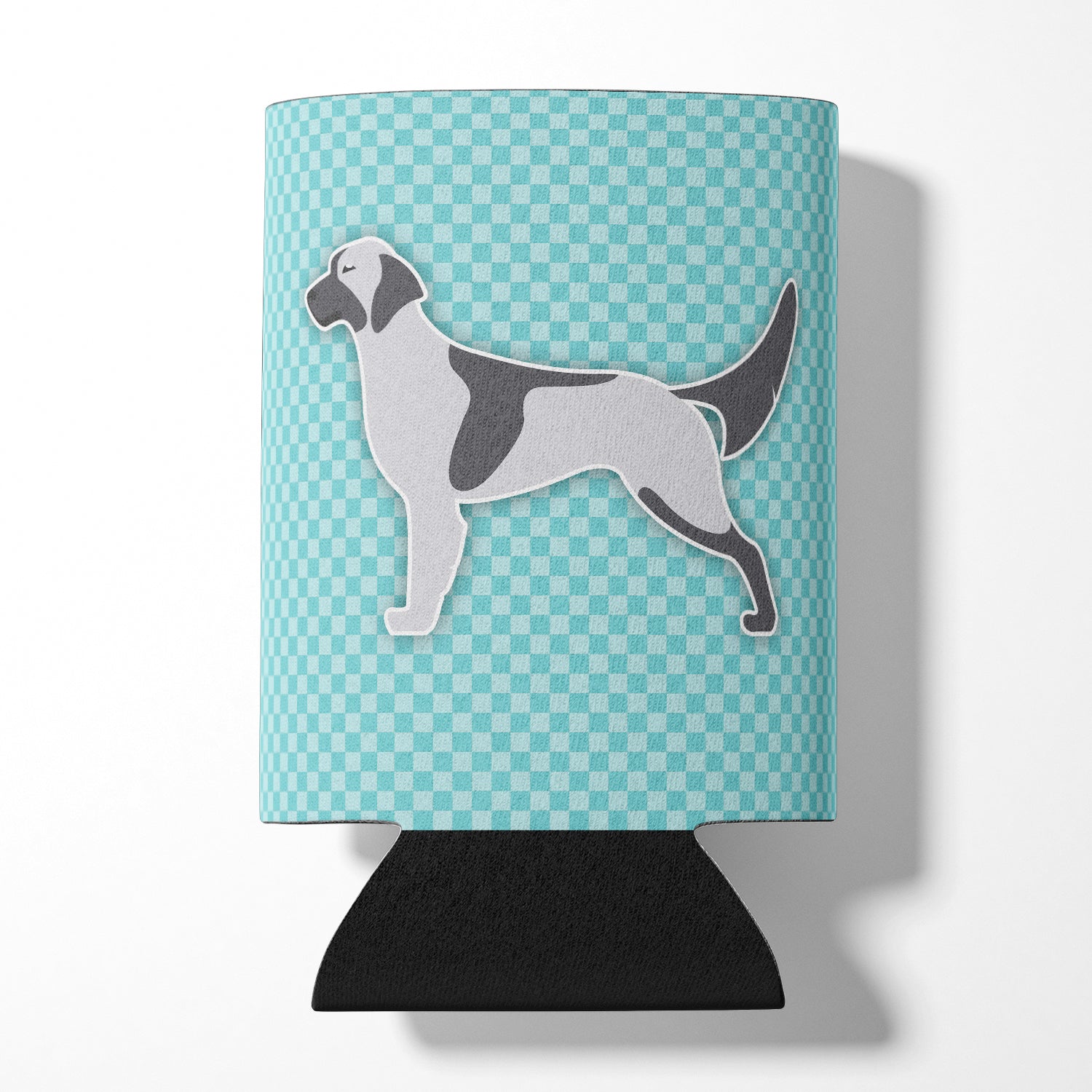 English Setter  Checkerboard Blue Can or Bottle Hugger BB3681CC  the-store.com.