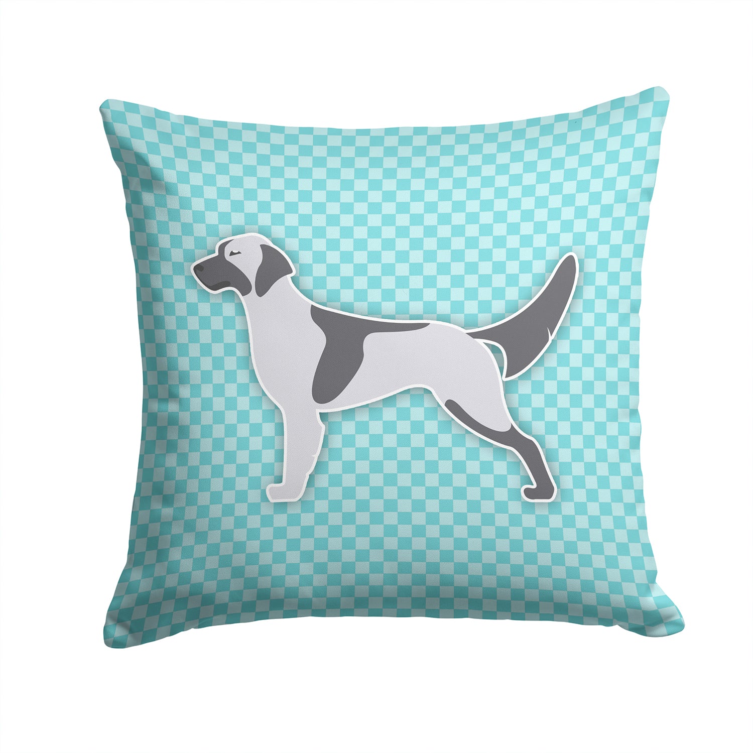 English Setter  Checkerboard Blue Fabric Decorative Pillow BB3681PW1414 - the-store.com