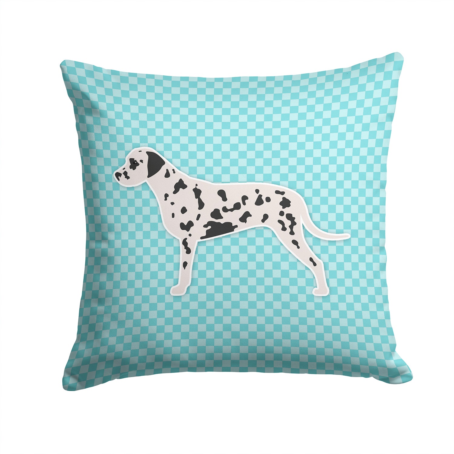 Dalmatian  Checkerboard Blue Fabric Decorative Pillow BB3683PW1414 - the-store.com