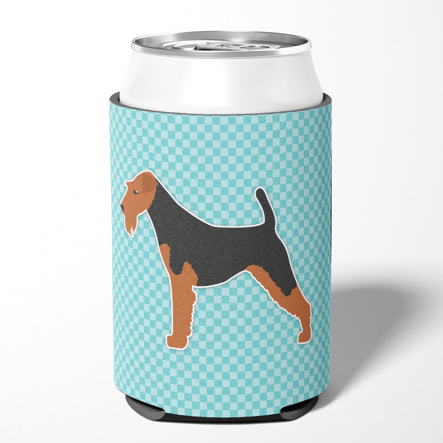 Welsh Terrier  Checkerboard Blue Can or Bottle Hugger BB3685CC  the-store.com.