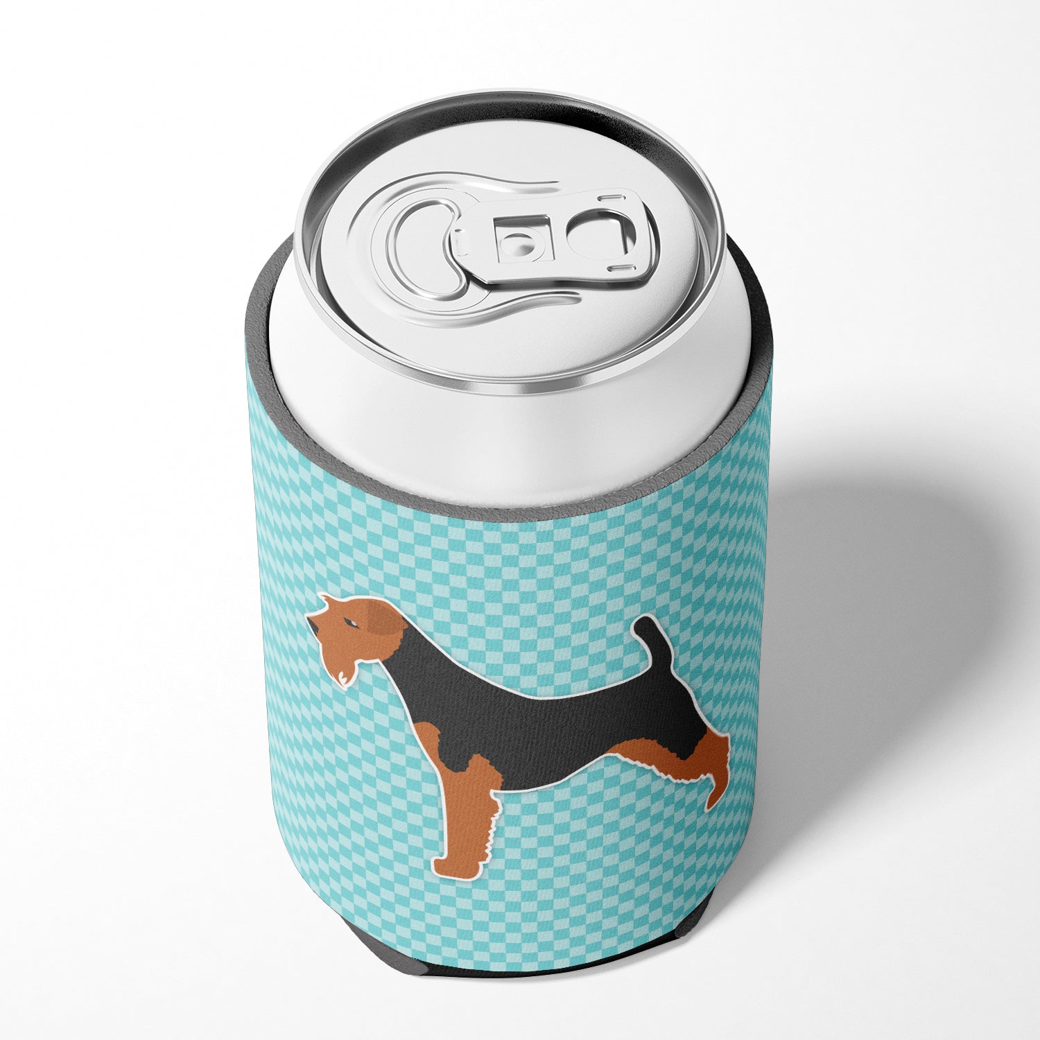 Welsh Terrier  Checkerboard Blue Can or Bottle Hugger BB3685CC  the-store.com.