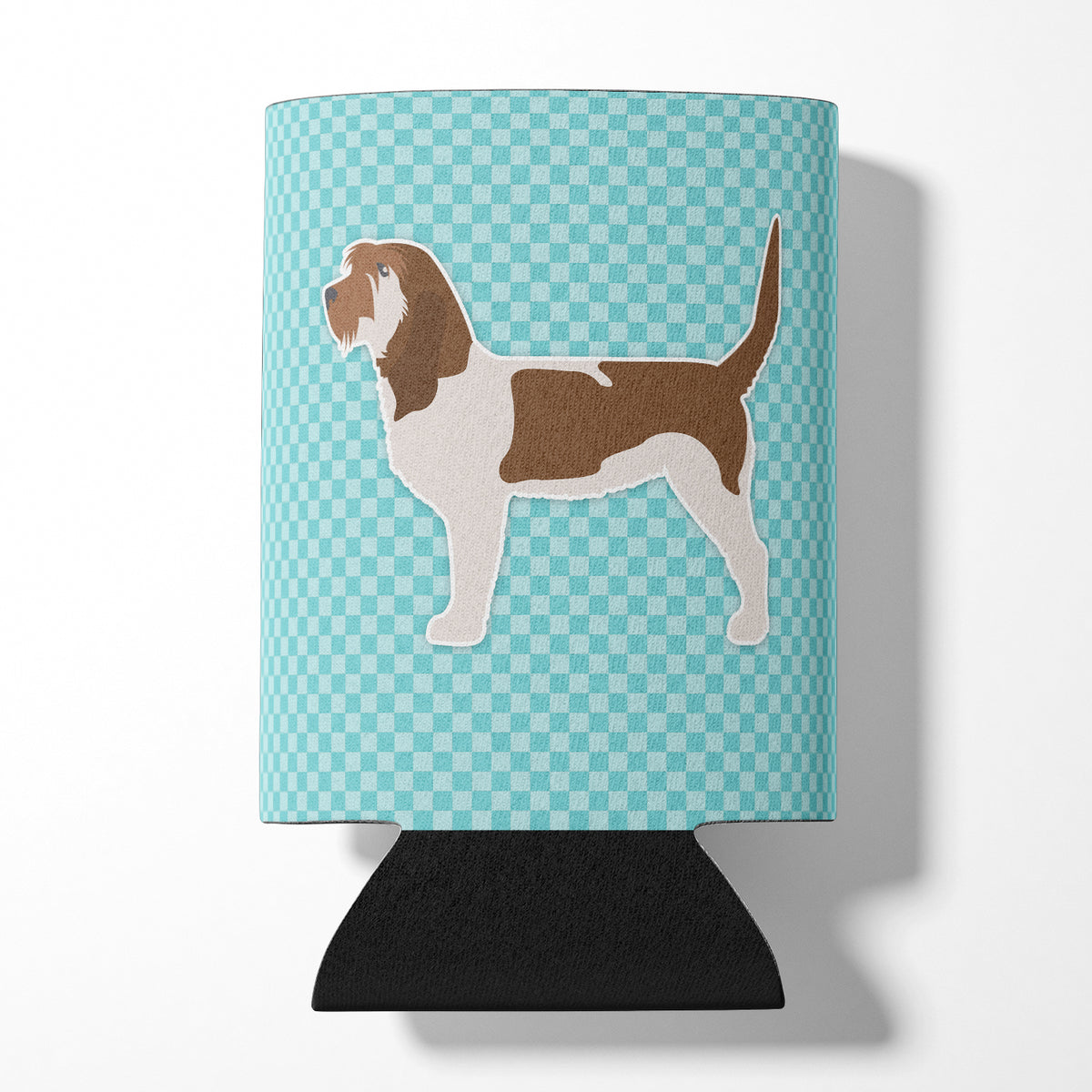 Grand Basset Griffon Vendeen  Checkerboard Blue Can or Bottle Hugger BB3690CC  the-store.com.