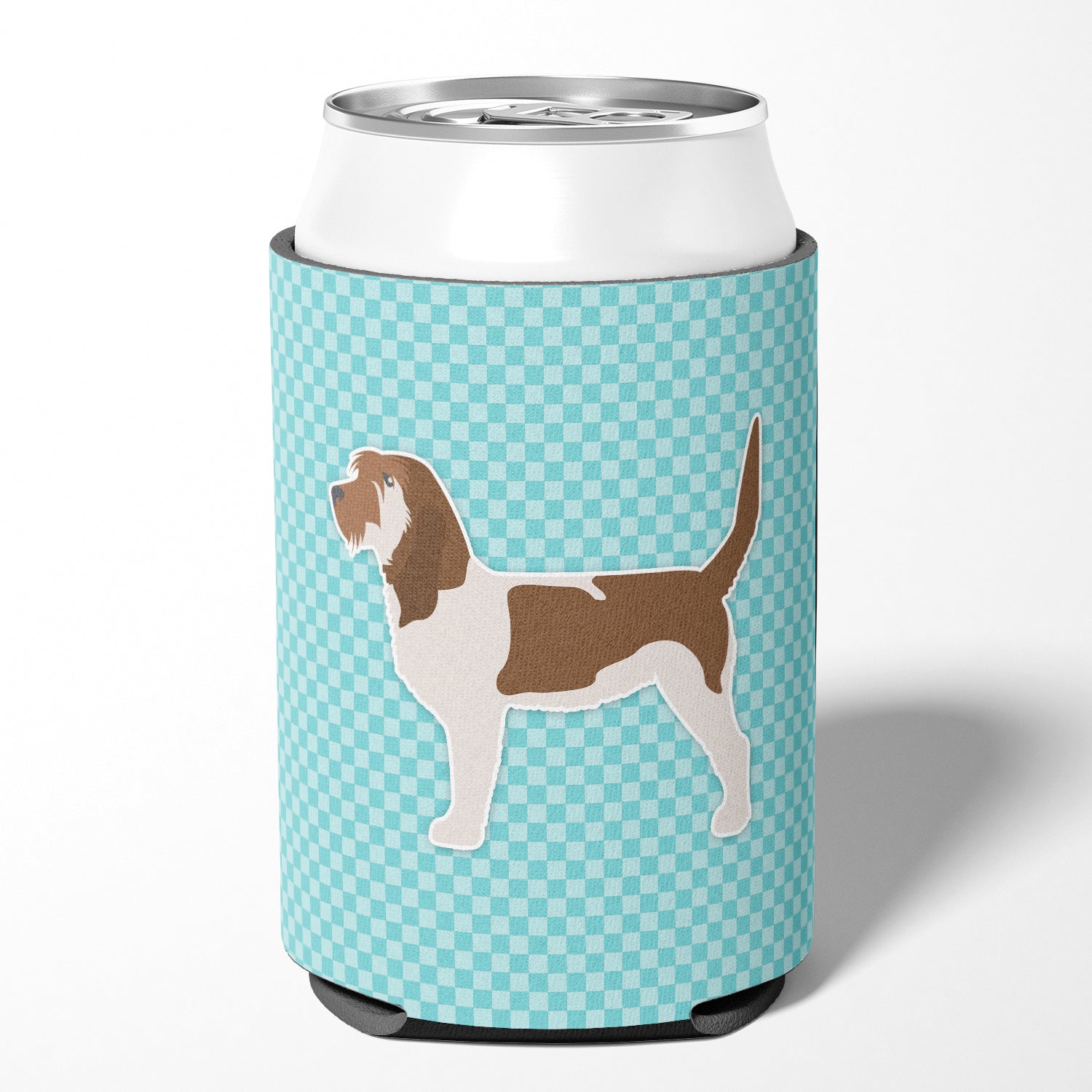 Grand Basset Griffon Vendeen  Checkerboard Blue Can or Bottle Hugger BB3690CC  the-store.com.