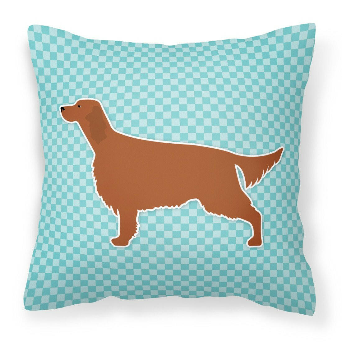 Irish Setter  Checkerboard Blue Fabric Decorative Pillow BB3693PW1818 by Caroline&#39;s Treasures