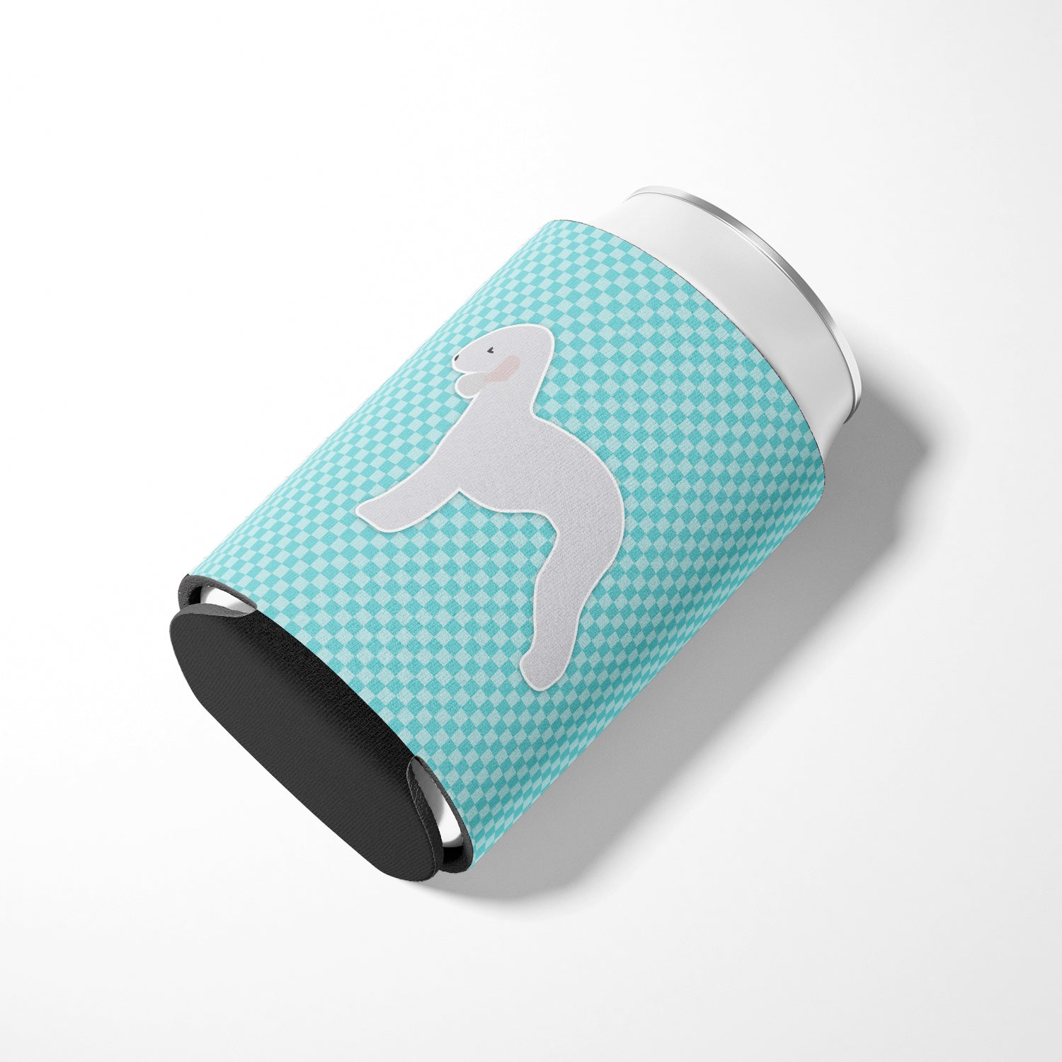 Bedlington Terrier  Checkerboard Blue Can or Bottle Hugger BB3694CC  the-store.com.