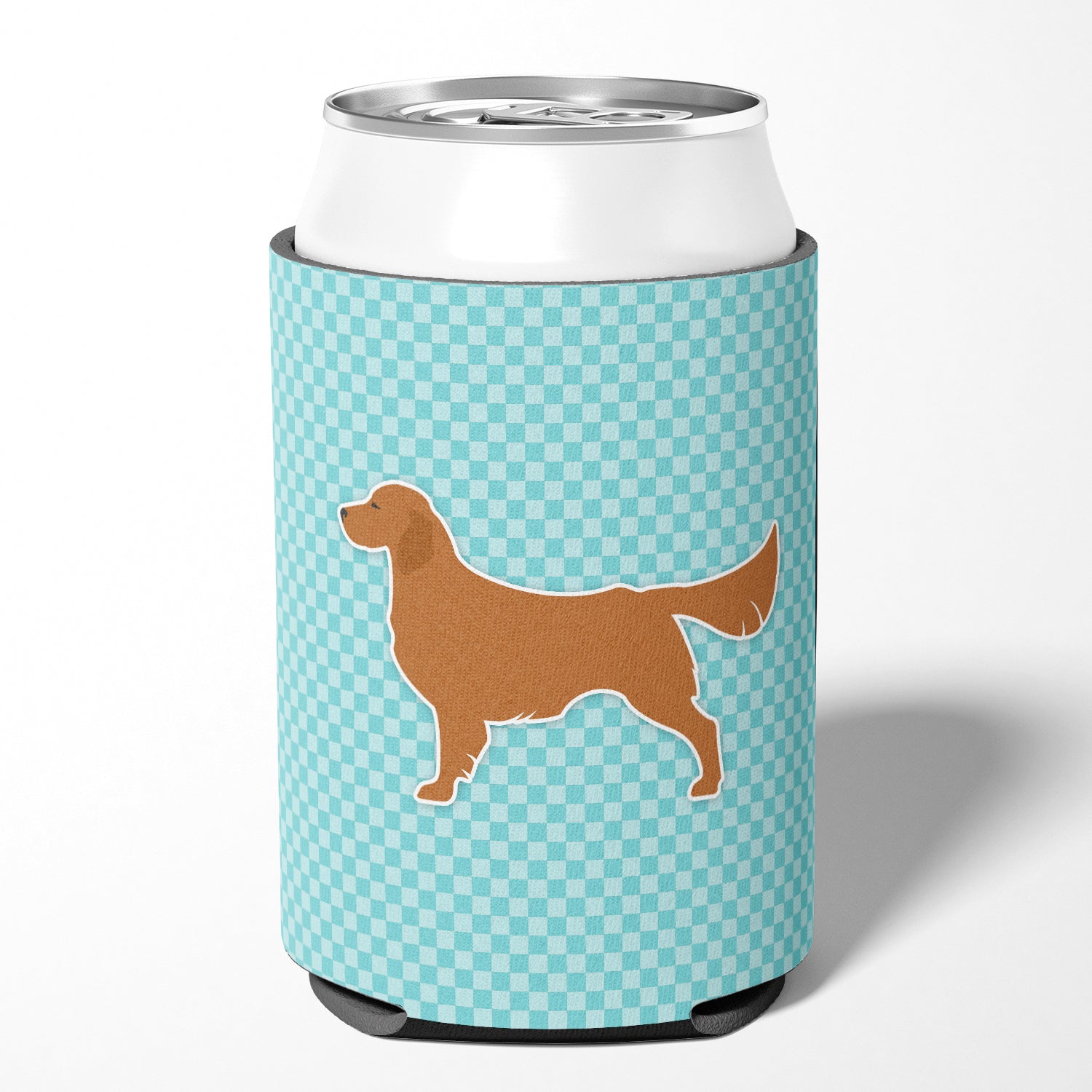 Golden Retriever  Checkerboard Blue Can or Bottle Hugger BB3704CC  the-store.com.