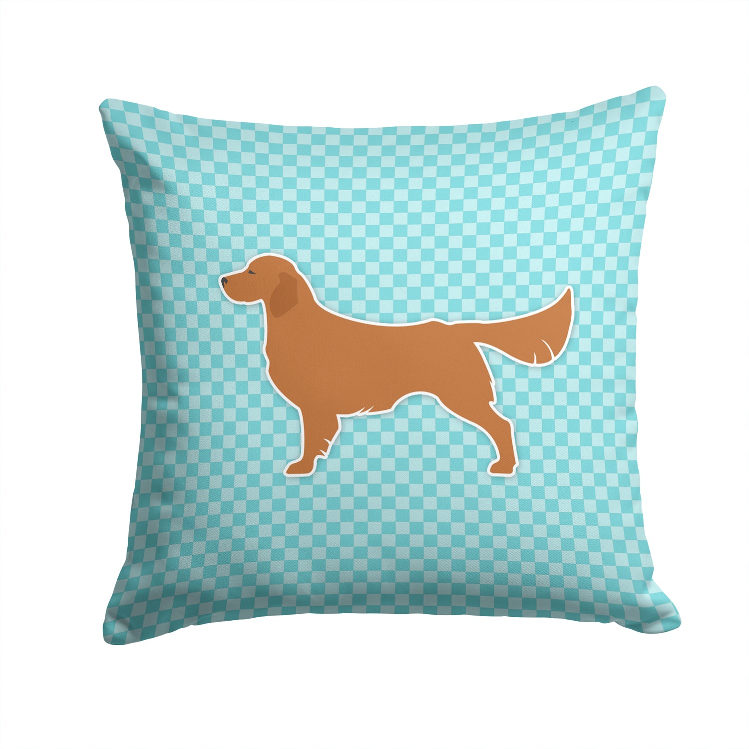 Golden Retriever  Checkerboard Blue Fabric Decorative Pillow BB3704PW1414 - the-store.com