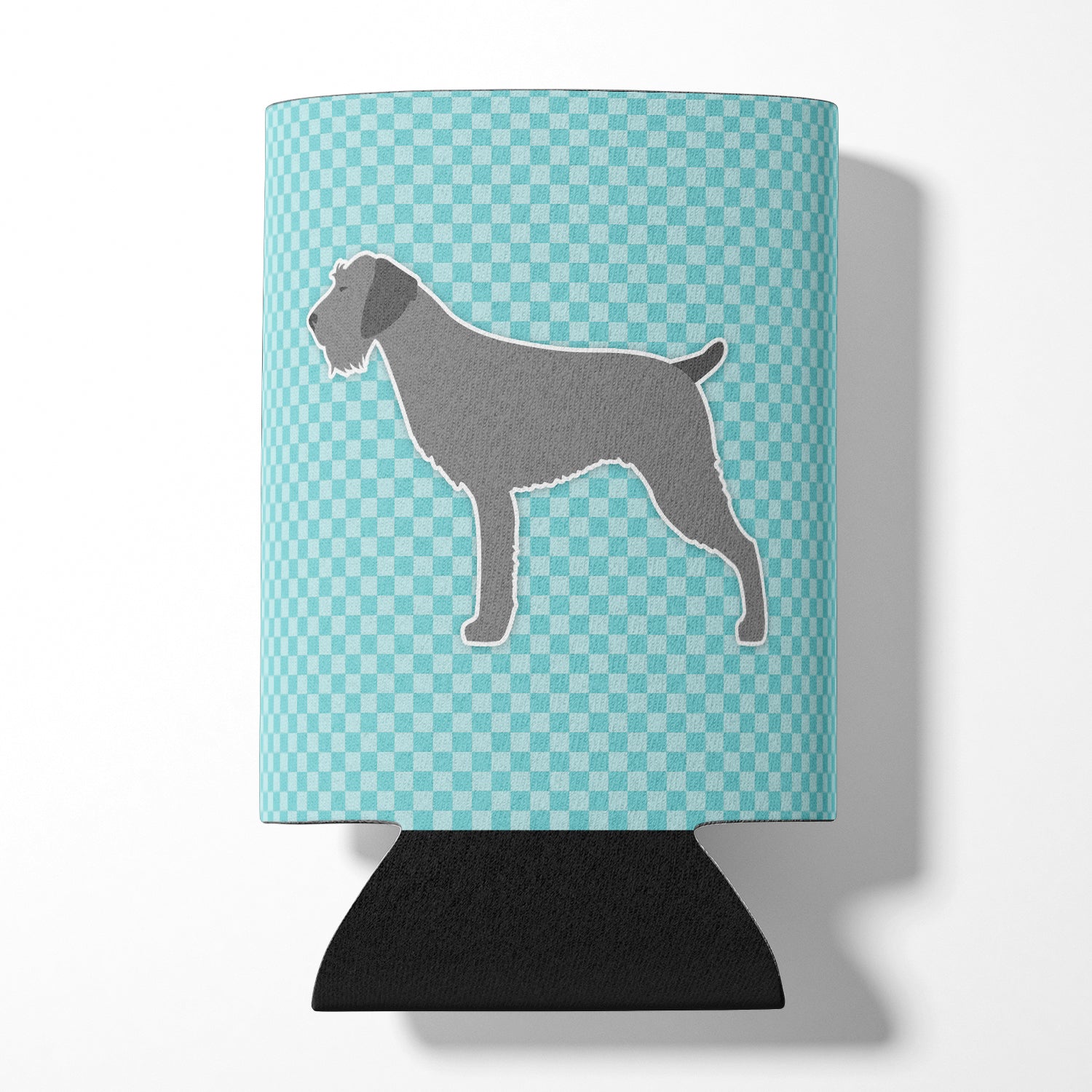 German Wirehaired Pointer Checkerboard Blue Can or Bottle Hugger BB3711CC  the-store.com.