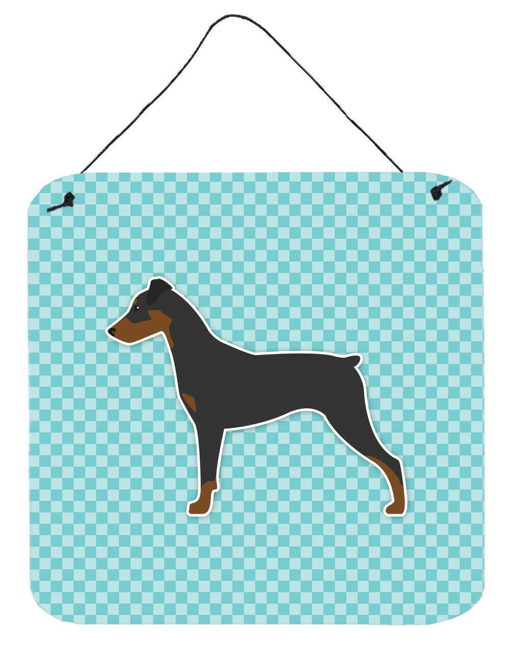 German Pinscher Checkerboard Blue Wall or Door Hanging Prints BB3713DS66 by Caroline's Treasures