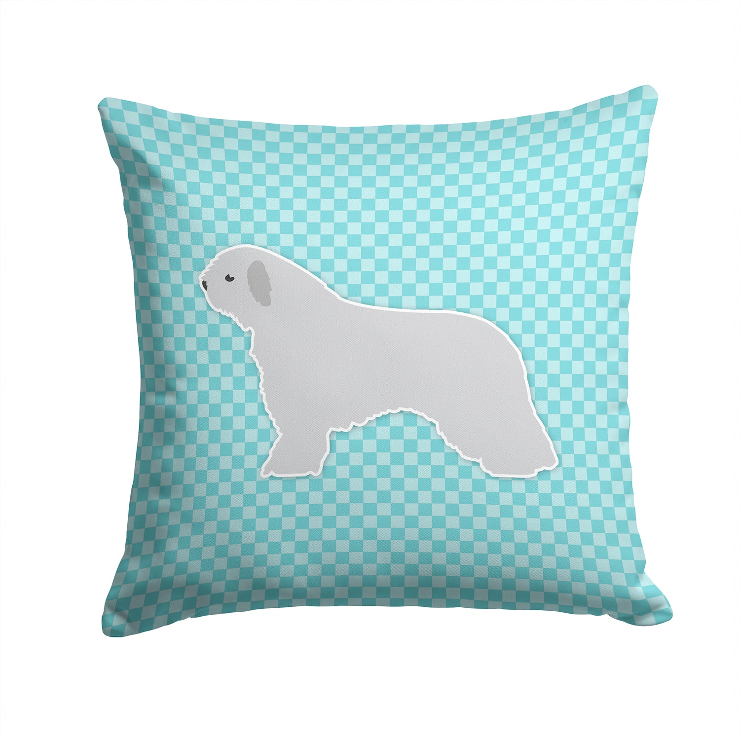 Spanish Water Dog Checkerboard Blue Fabric Decorative Pillow BB3715PW1414 - the-store.com