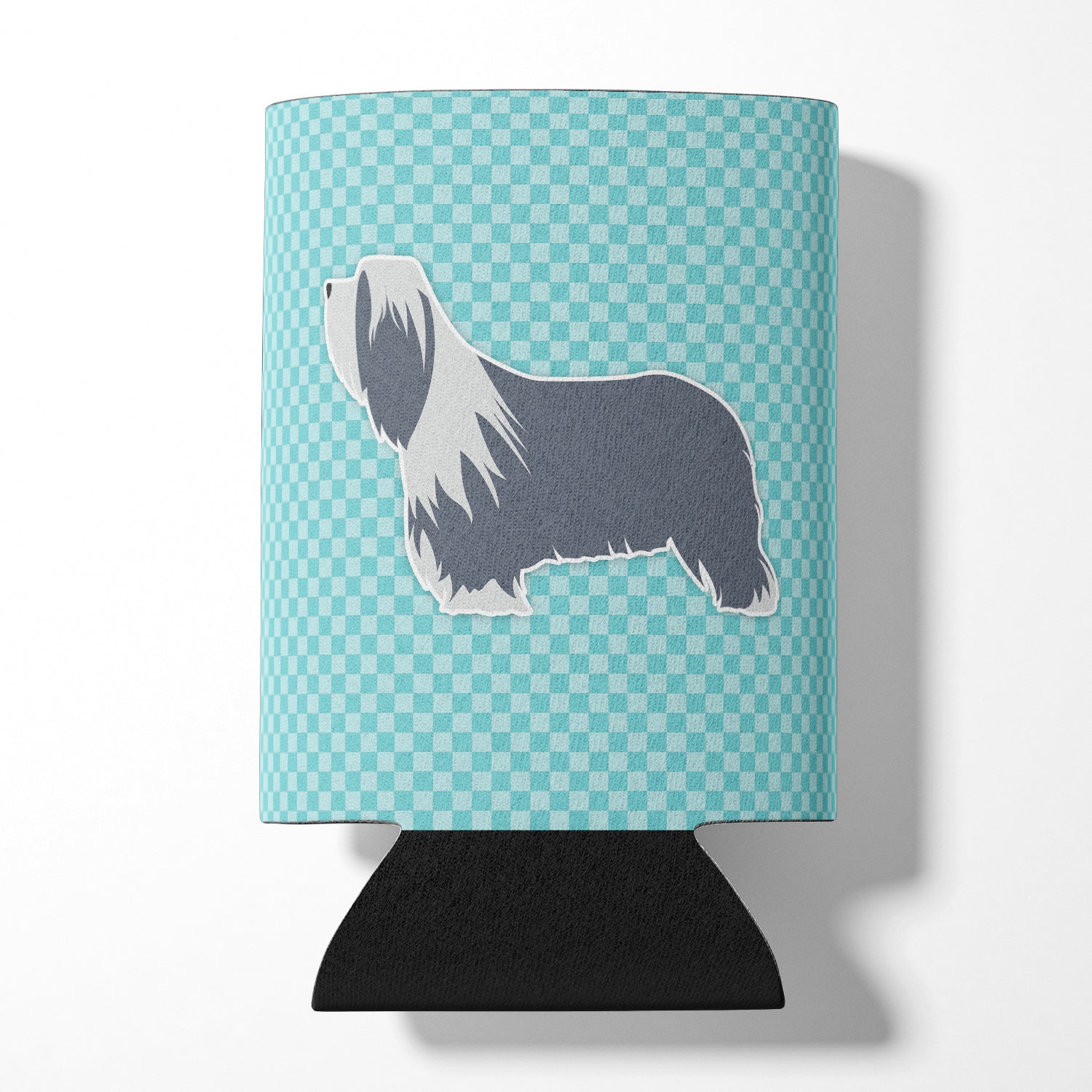 Bearded Collie Checkerboard Blue Can or Bottle Hugger BB3717CC  the-store.com.