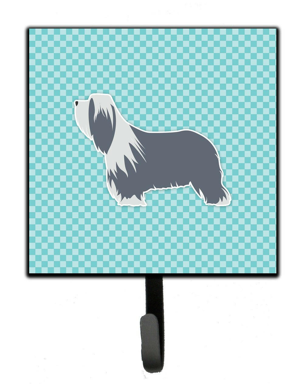 Bearded Collie Checkerboard Blue Leash or Key Holder BB3717SH4 by Caroline&#39;s Treasures