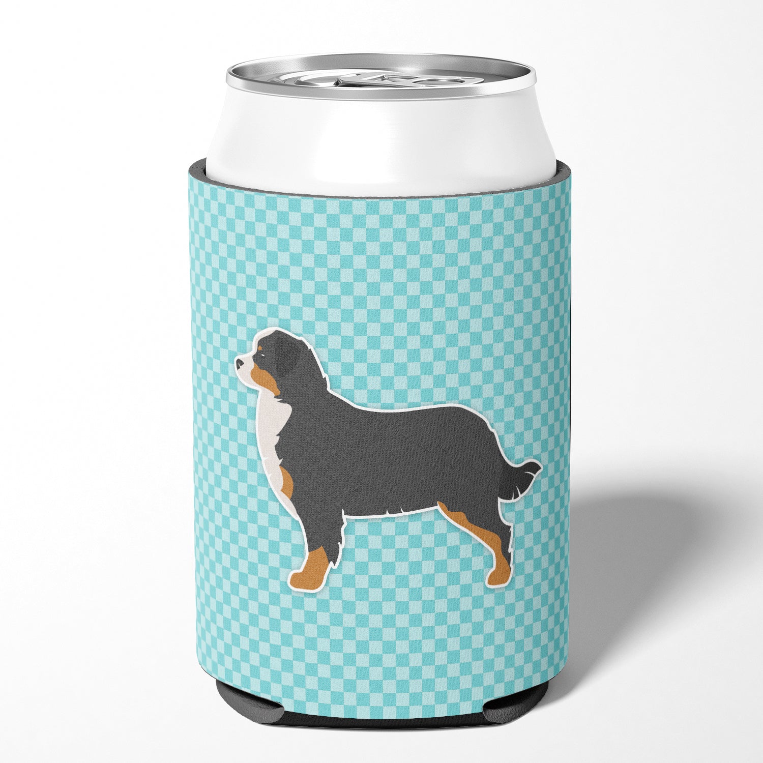 Bernese Mountain Dog Checkerboard Blue Can or Bottle Hugger BB3719CC  the-store.com.