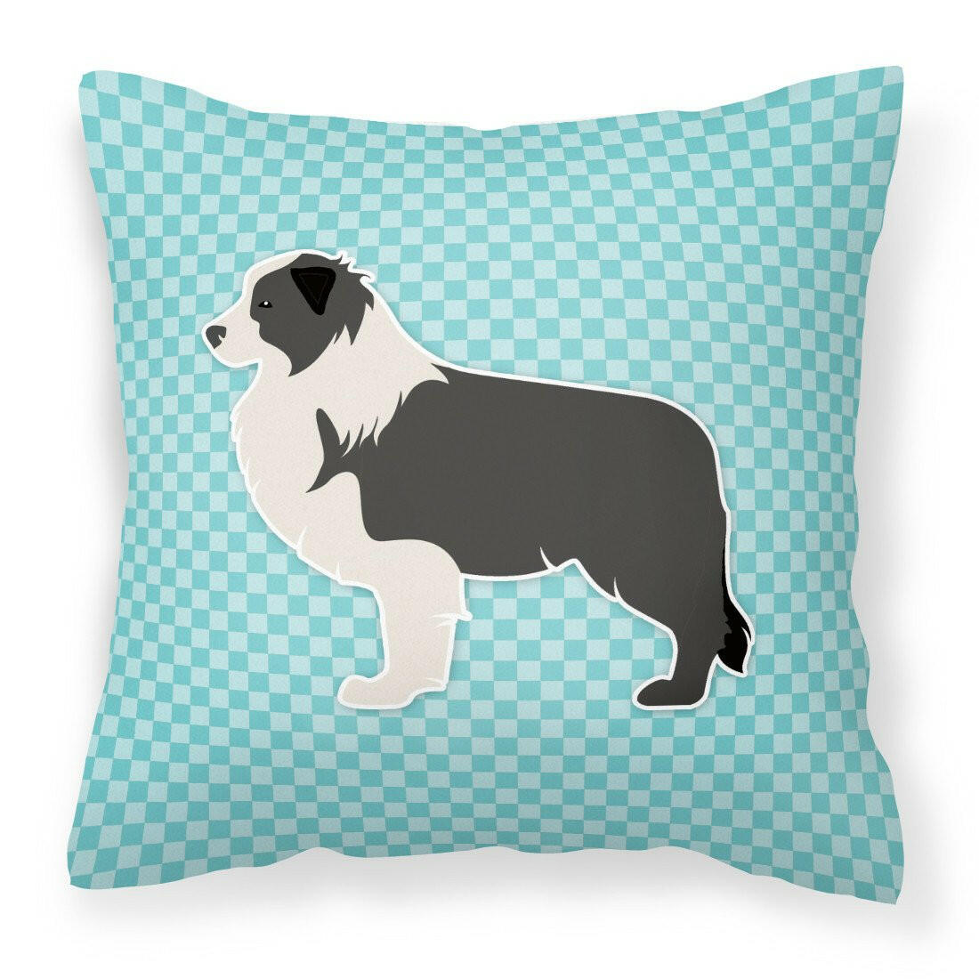 Black Border Collie Checkerboard Blue Fabric Decorative Pillow BB3723PW1818 by Caroline&#39;s Treasures