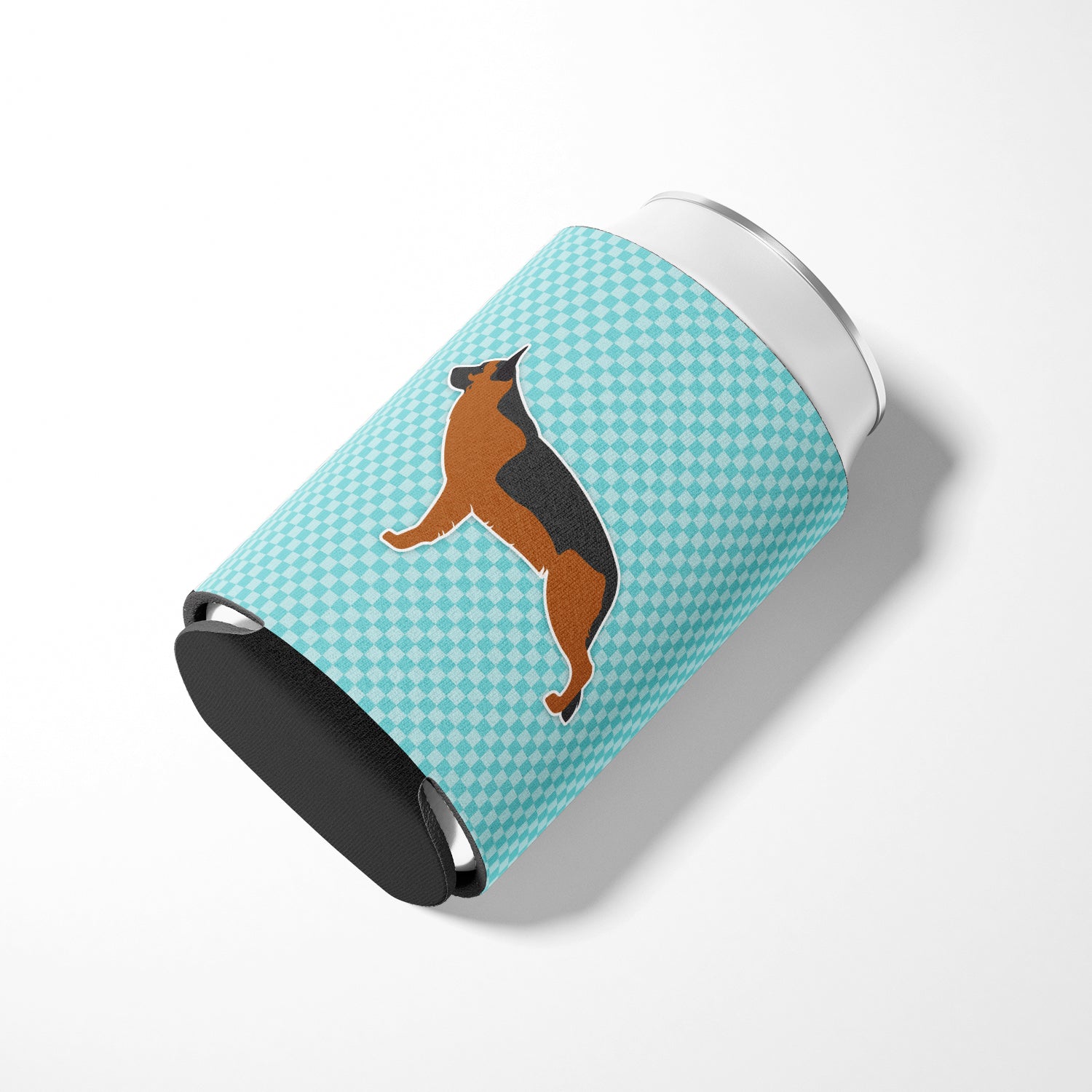 German Shepherd Checkerboard Blue Can or Bottle Hugger BB3724CC  the-store.com.