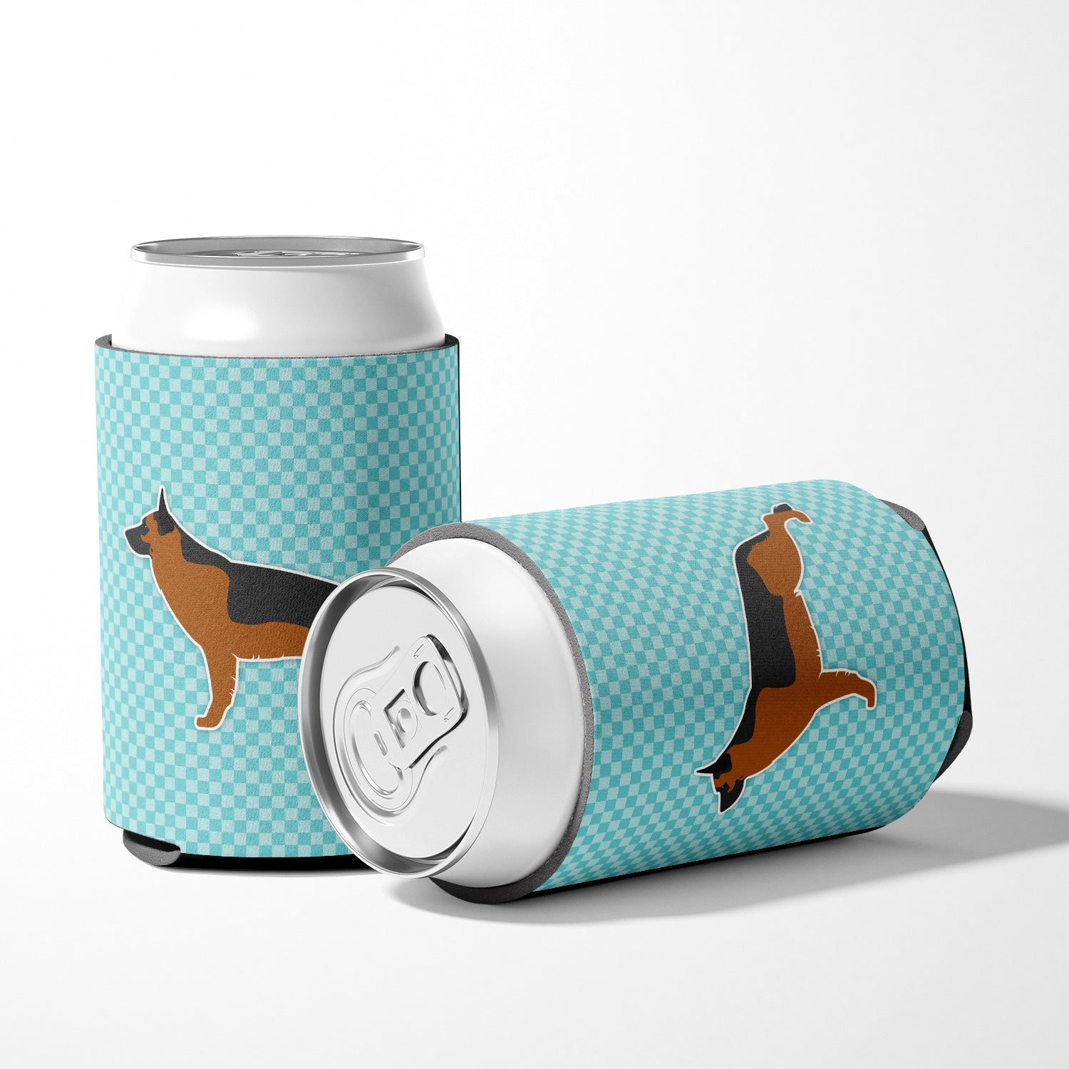 German Shepherd Checkerboard Blue Can or Bottle Hugger BB3724CC  the-store.com.