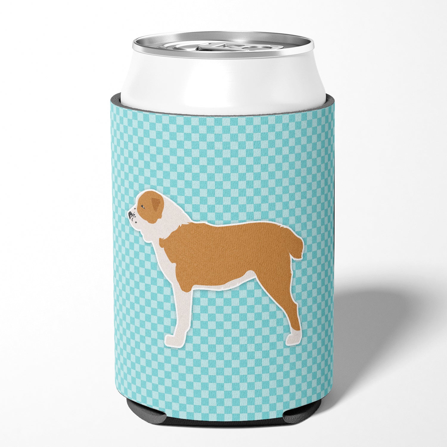 Central Asian Shepherd Dog Checkerboard Blue Can or Bottle Hugger BB3728CC  the-store.com.