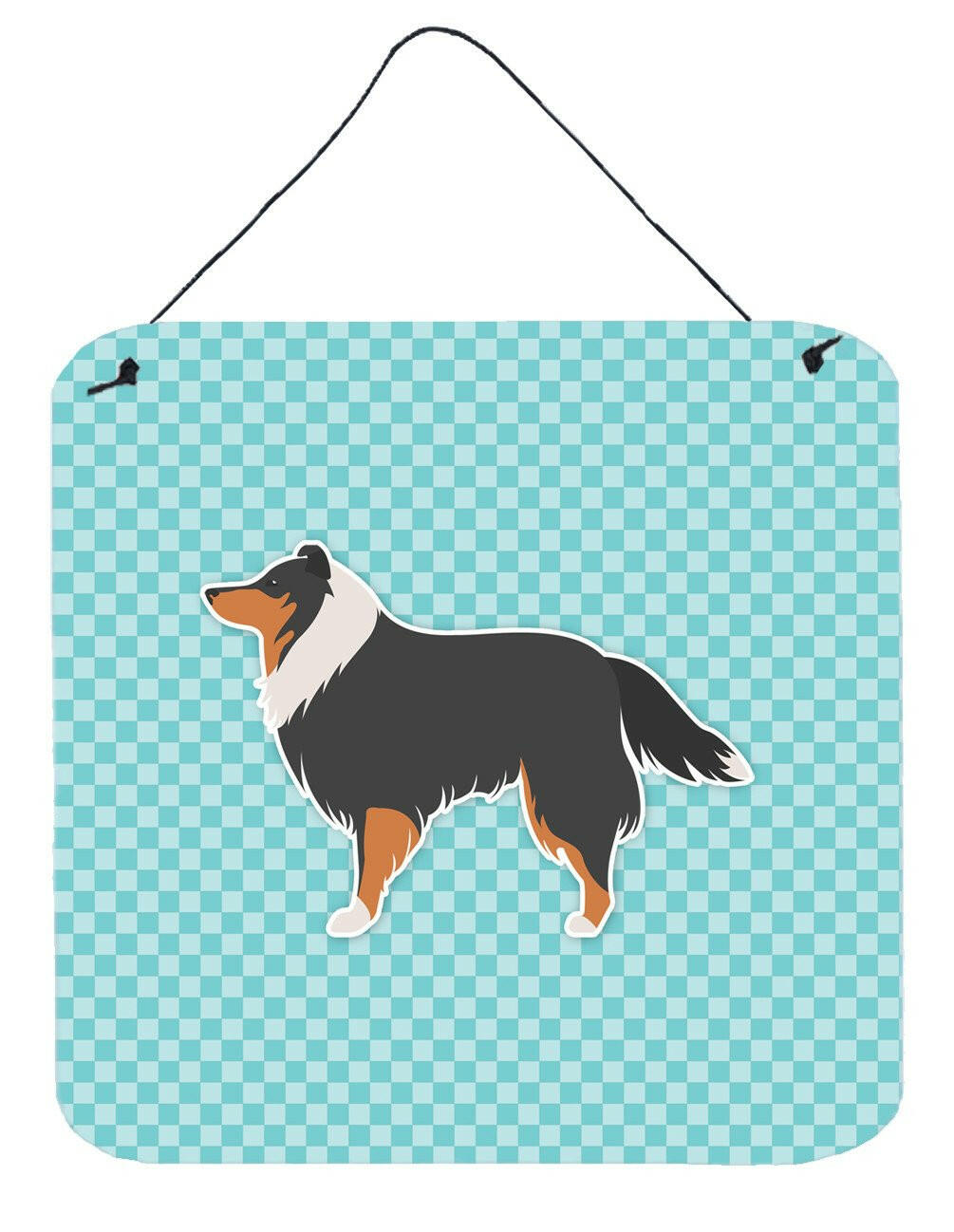 Sheltie/Shetland Sheepdog Checkerboard Blue Wall or Door Hanging Prints BB3730DS66 by Caroline&#39;s Treasures