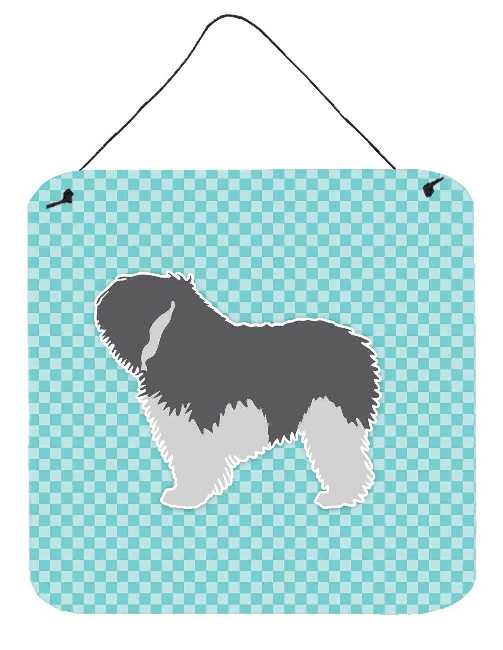 Polish Lowland Sheepdog Dog Checkerboard Blue Wall or Door Hanging Prints BB3732DS66 by Caroline's Treasures