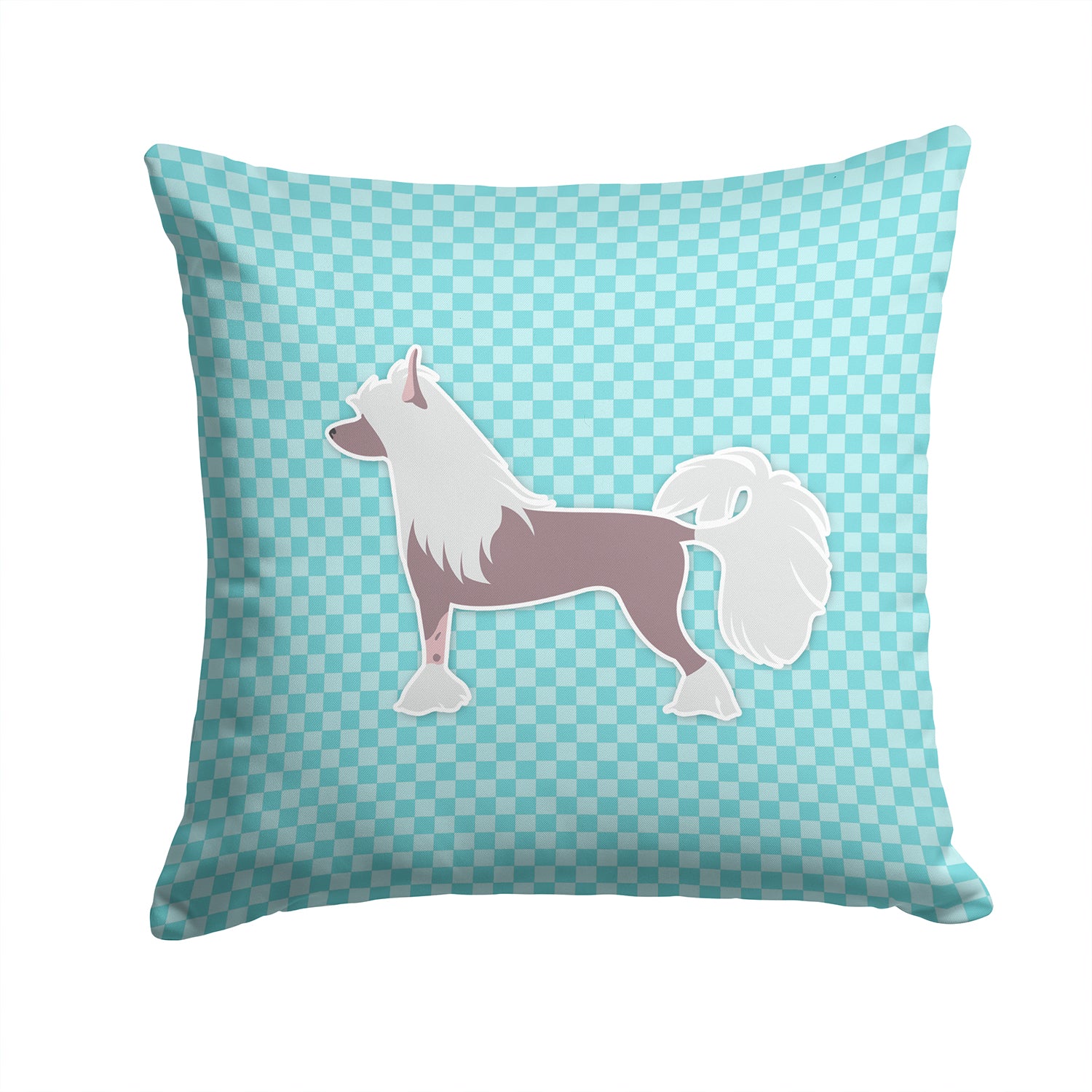 Chinese Crested Checkerboard Blue Fabric Decorative Pillow BB3743PW1414 - the-store.com